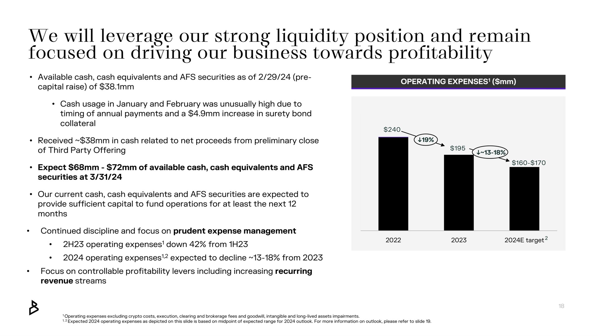 we will leverage our strong liquidity position and remain focused on driving our business towards profitability | Bakkt