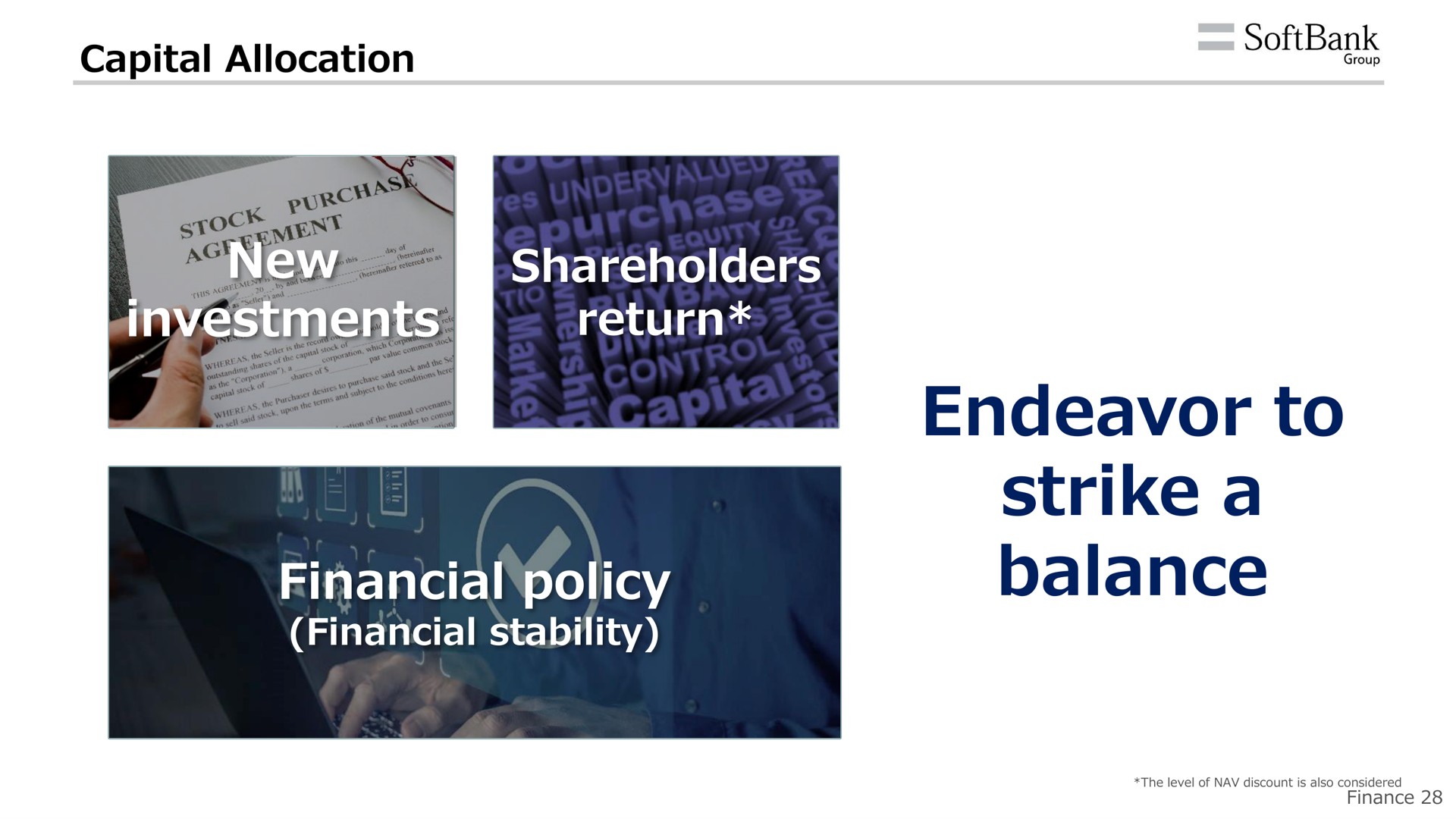 capital allocation new investments shareholders return financial policy financial stability endeavor to strike a balance | SoftBank