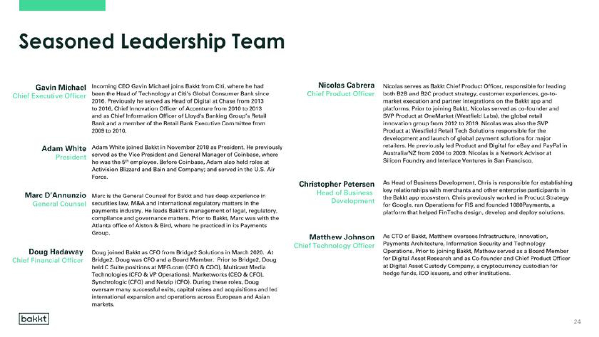 seasoned leadership team | Bakkt