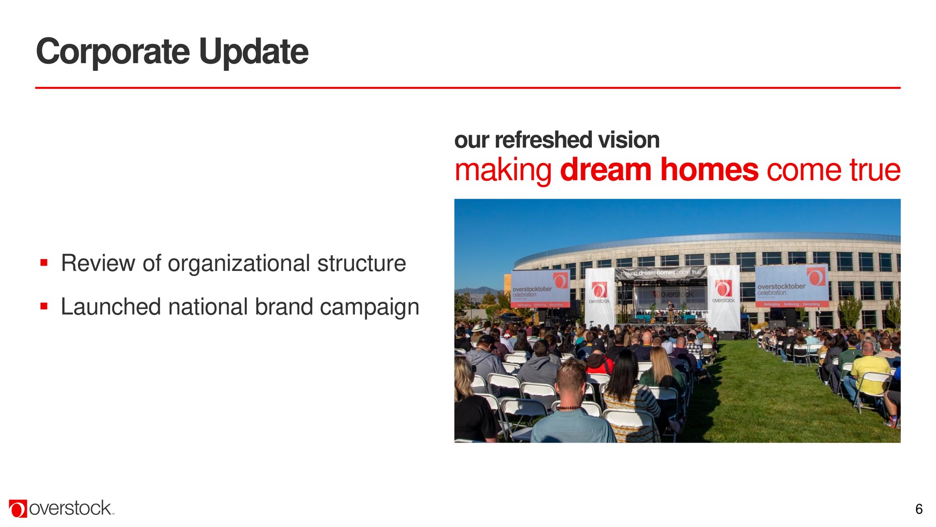 corporate update making dream homes come true | Overstock