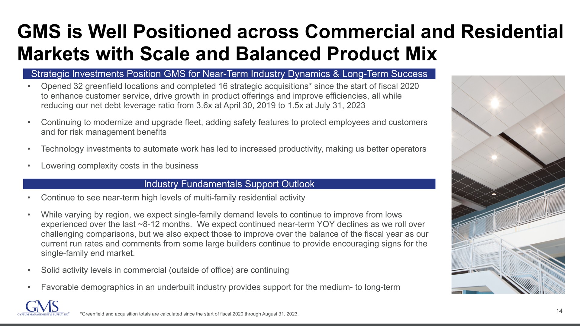 is well positioned across commercial and residential markets with scale and balanced product mix | GMS