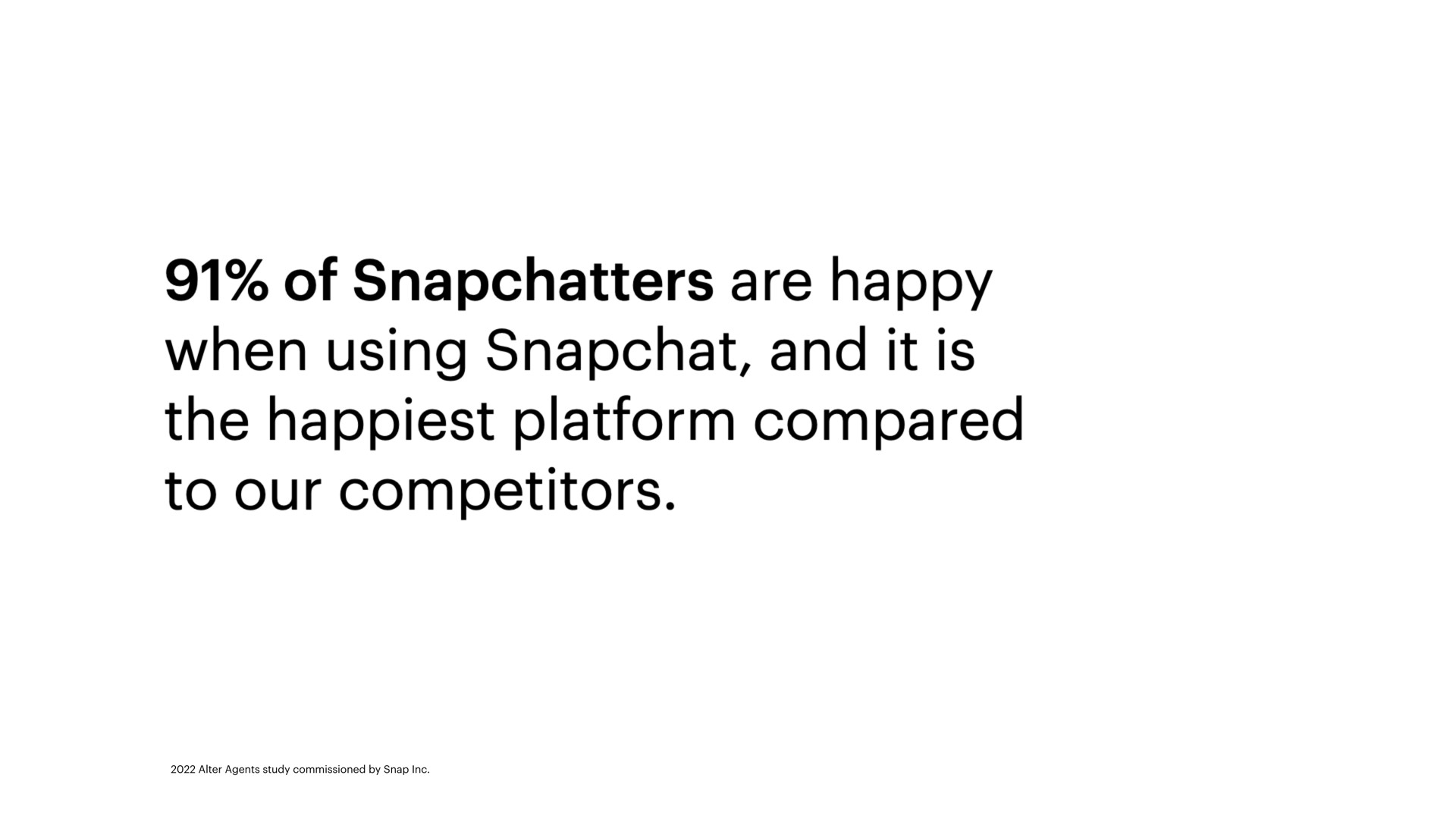 of are happy when using and it is the happiest platform compared to our competitors | Snap Inc