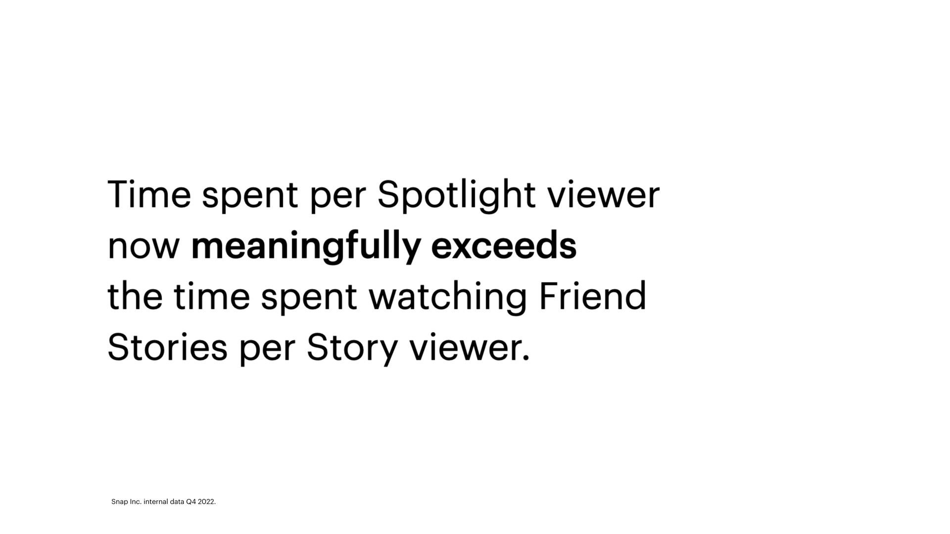 time spent per spotlight viewer now meaningfully exceeds the time spent watching friend stories per story viewer | Snap Inc