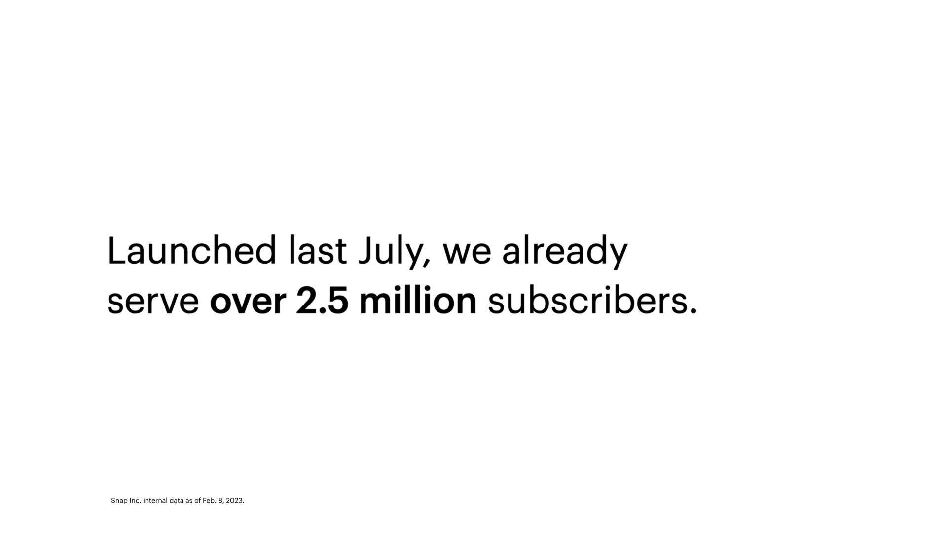launched last we already serve over million subscribers | Snap Inc