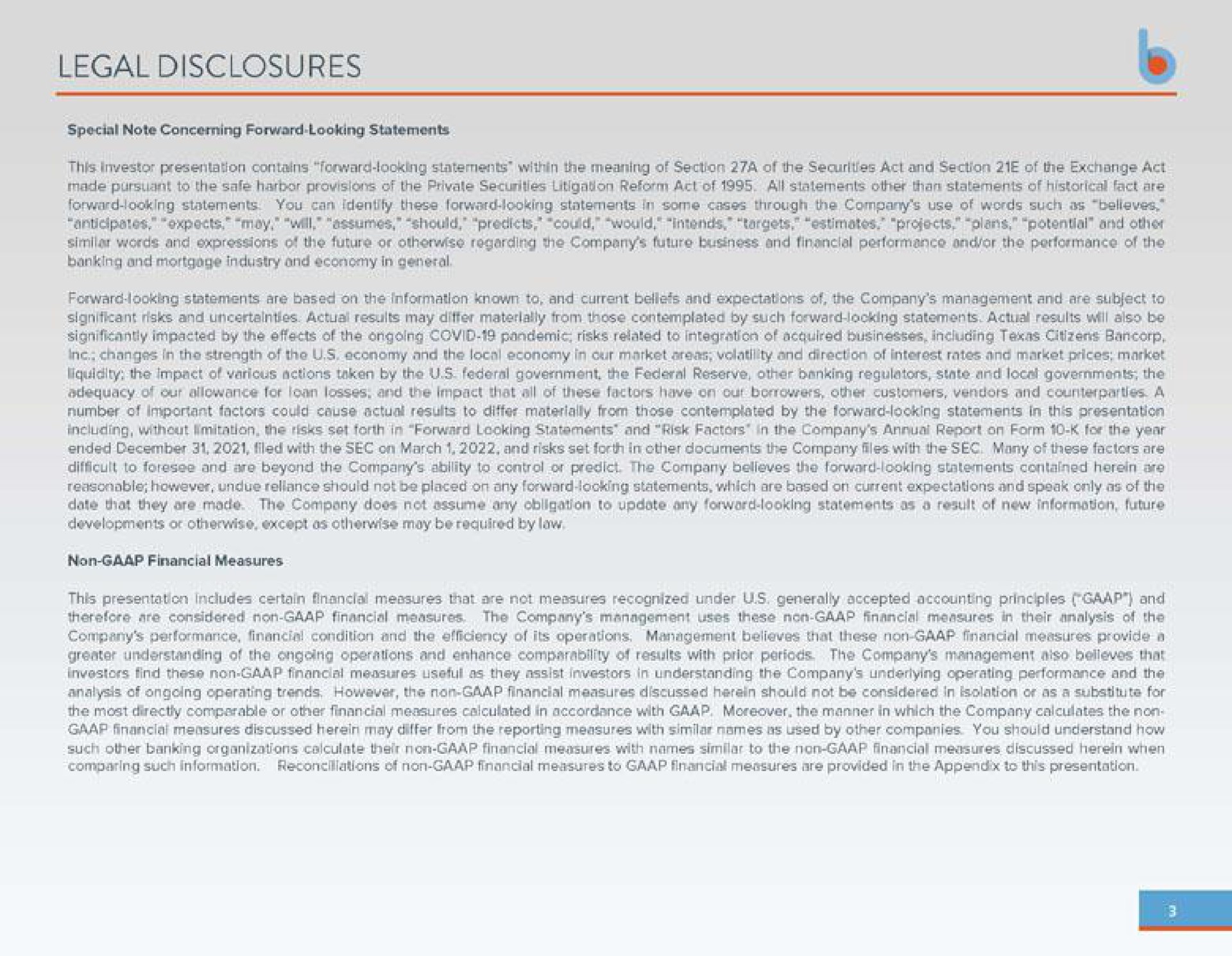 legal disclosures | Business First Bancshares