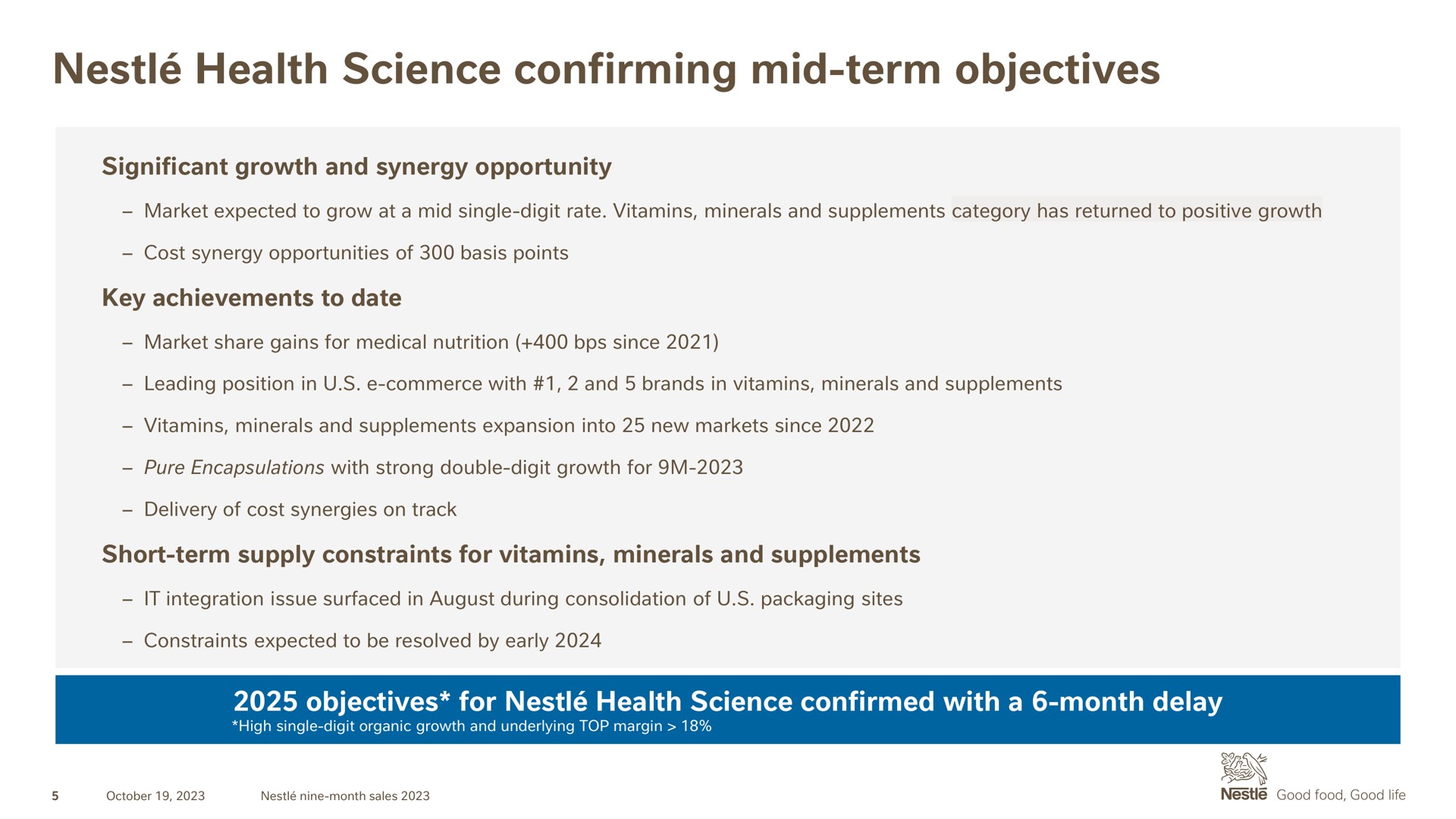 health science confirming mid term objectives | Nestle