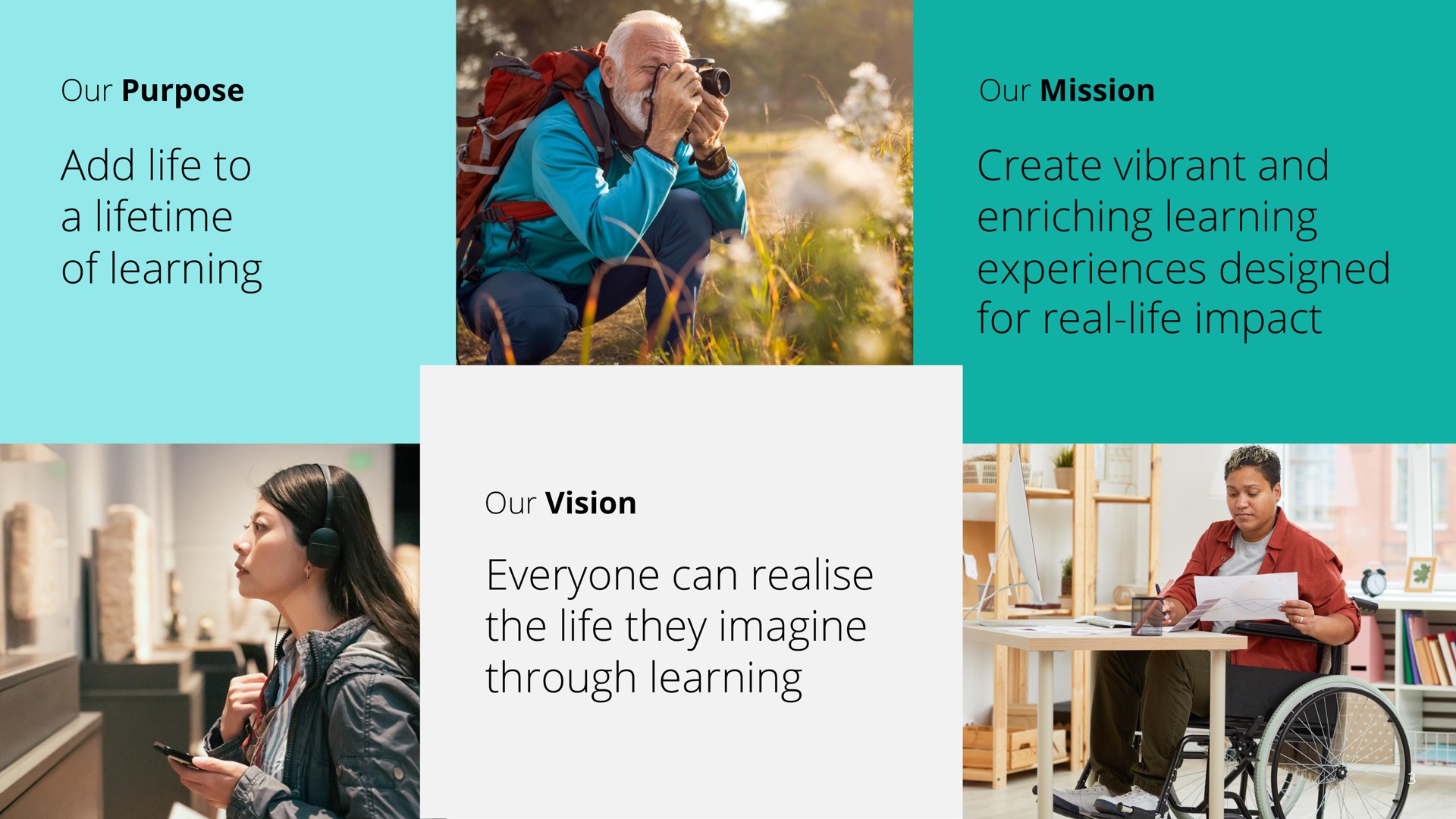 add life to a lifetime of learning create vibrant and enriching learning experiences designed for real life impact everyone can the life they imagine through learning | Pearson