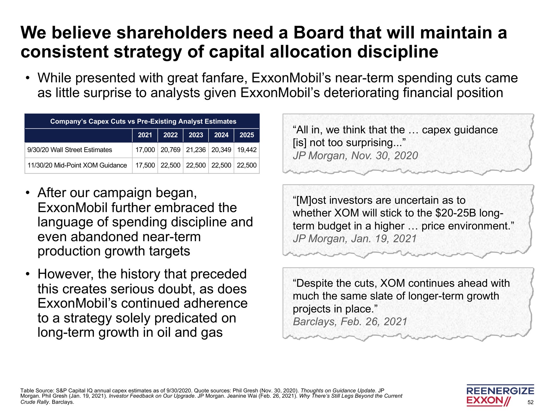 we believe shareholders need a board that will maintain a consistent strategy of capital allocation discipline | Engine No. 1