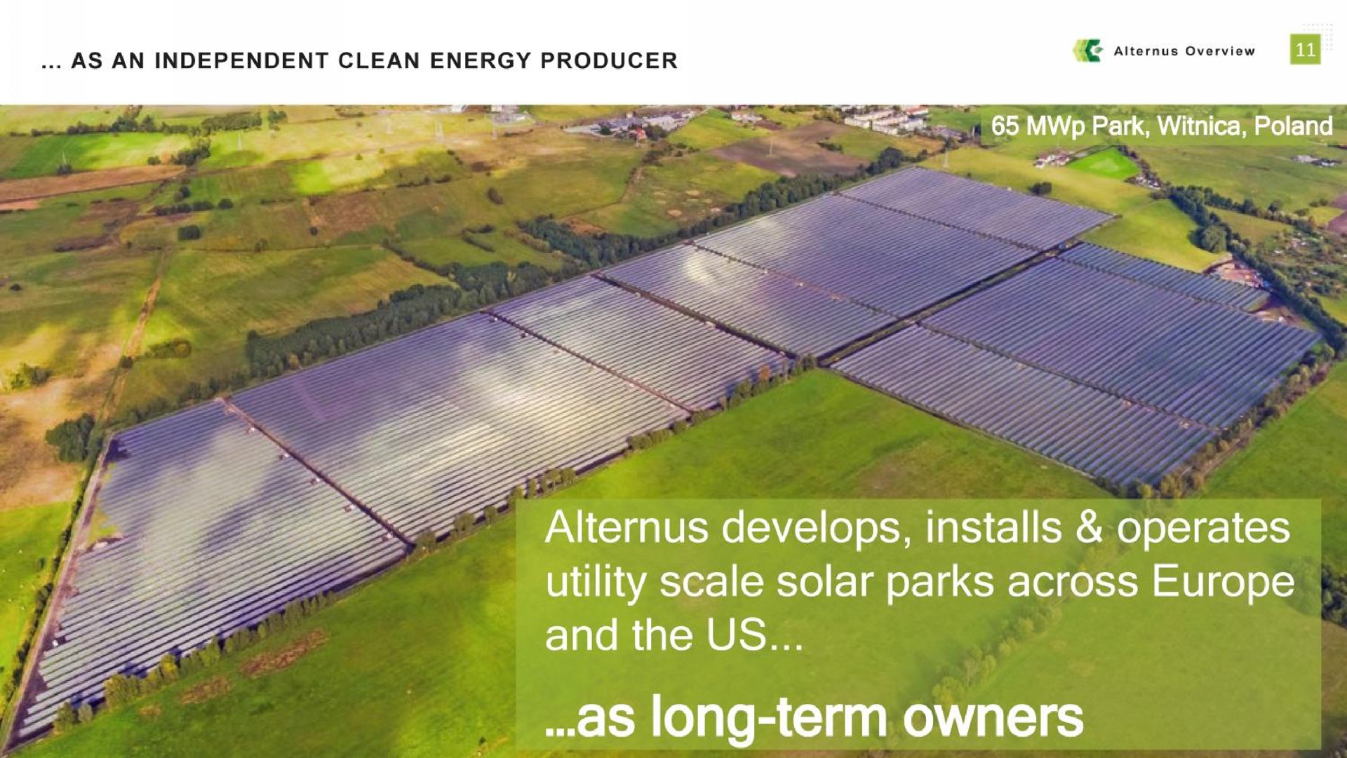 as an independent clean energy producer overview a utility scale solar parks across and the us as long term owners | Alternus Energy