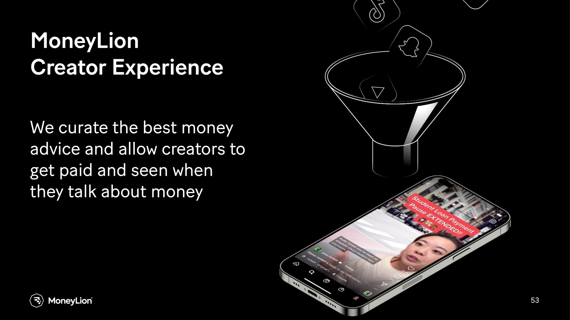 creator experience we curate the best money advice and allow creators to get paid and seen when they talk about money | MoneyLion