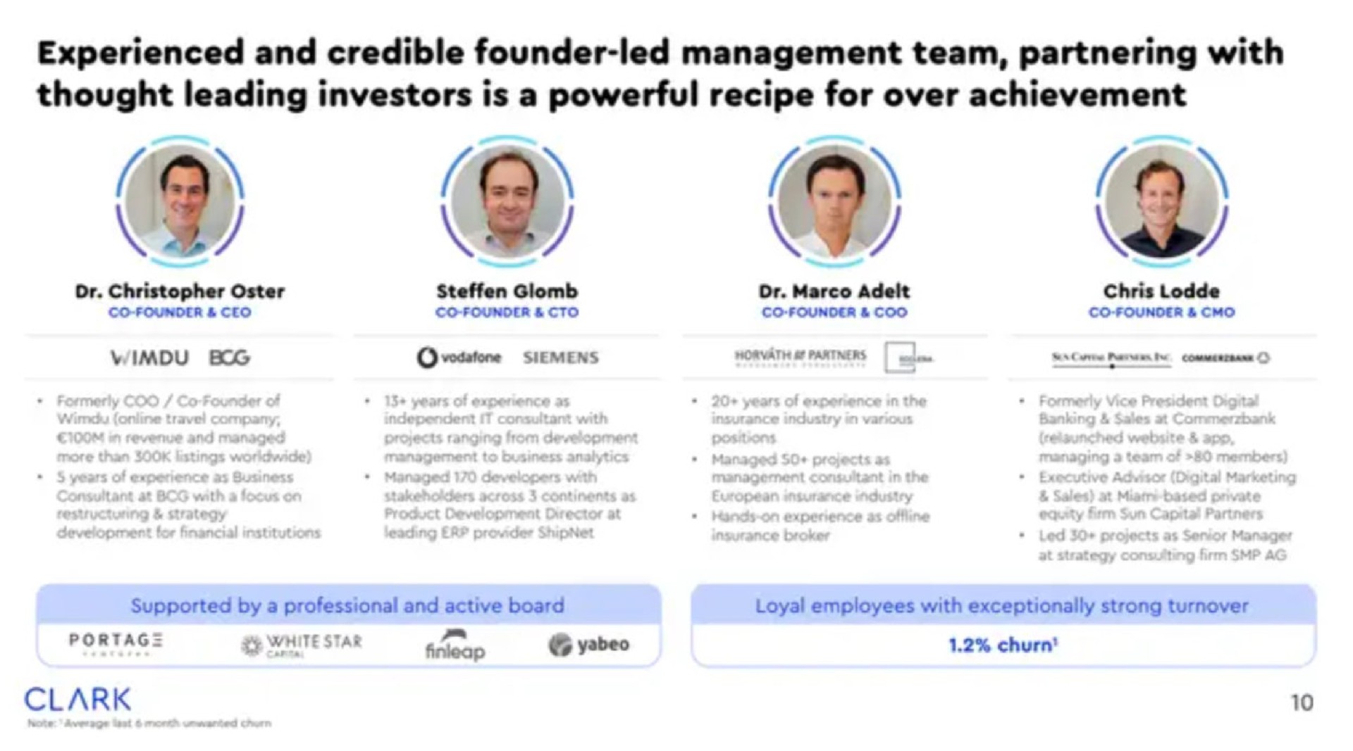 experienced and credible founder led management team partnering with thought leading investors is a powerful recipe for over achievement | Clark