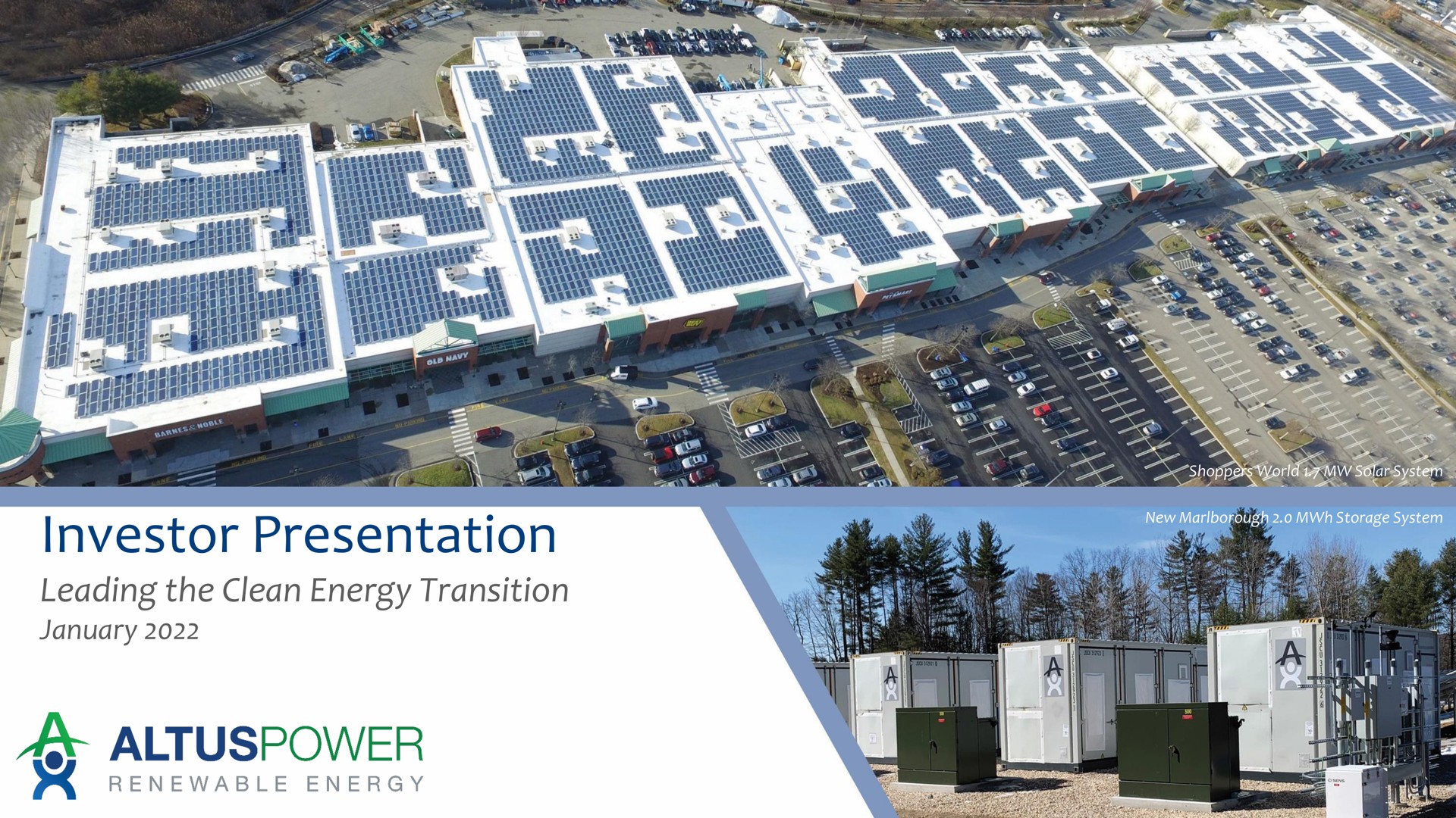 investor presentation leading the clean energy transition renewable a on | Altus Power