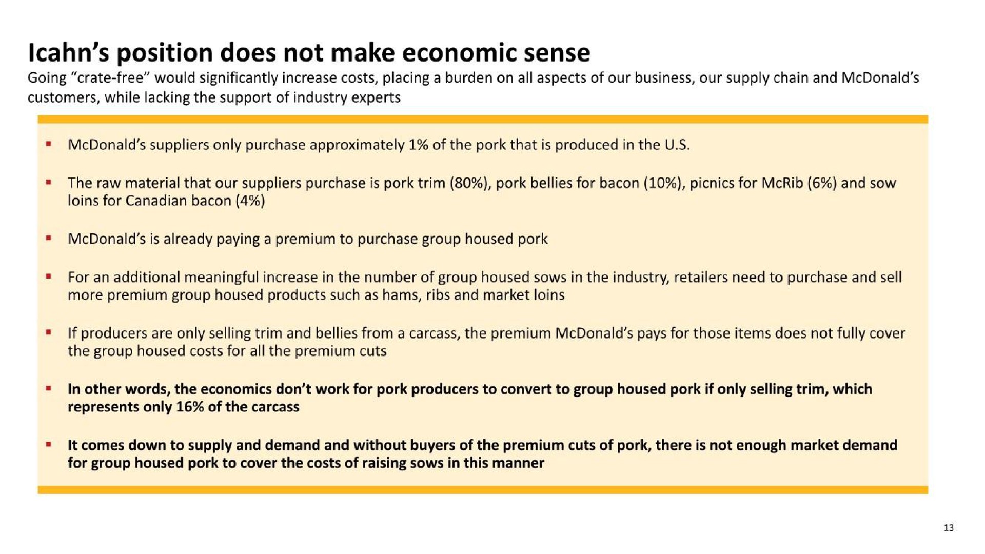 position does not make economic sense | McDonald's