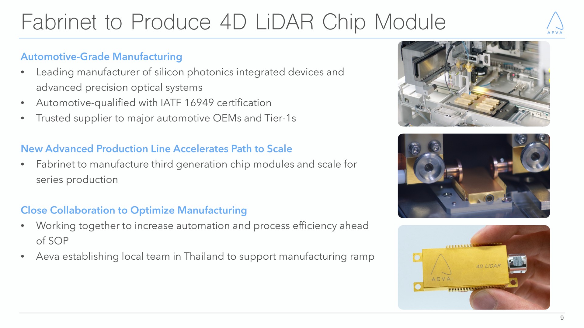 to produce chip module | Aeva