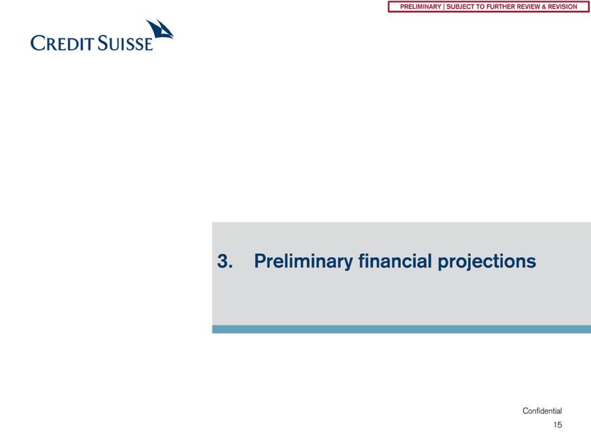 credit preliminary financial projections | Credit Suisse