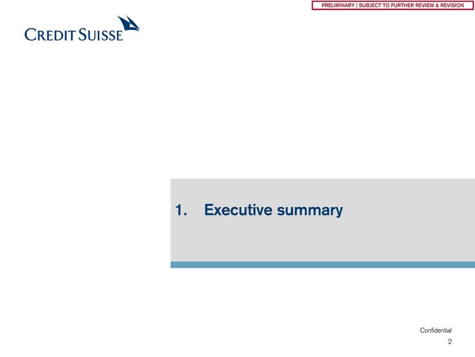 credit executive summary | Credit Suisse