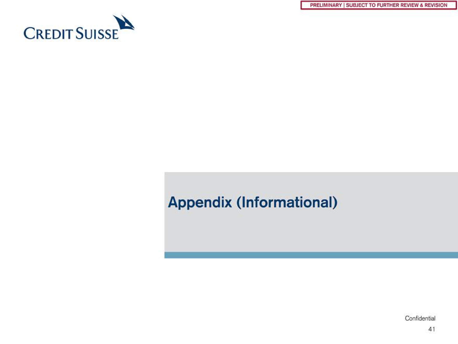 credit appendix informational | Credit Suisse