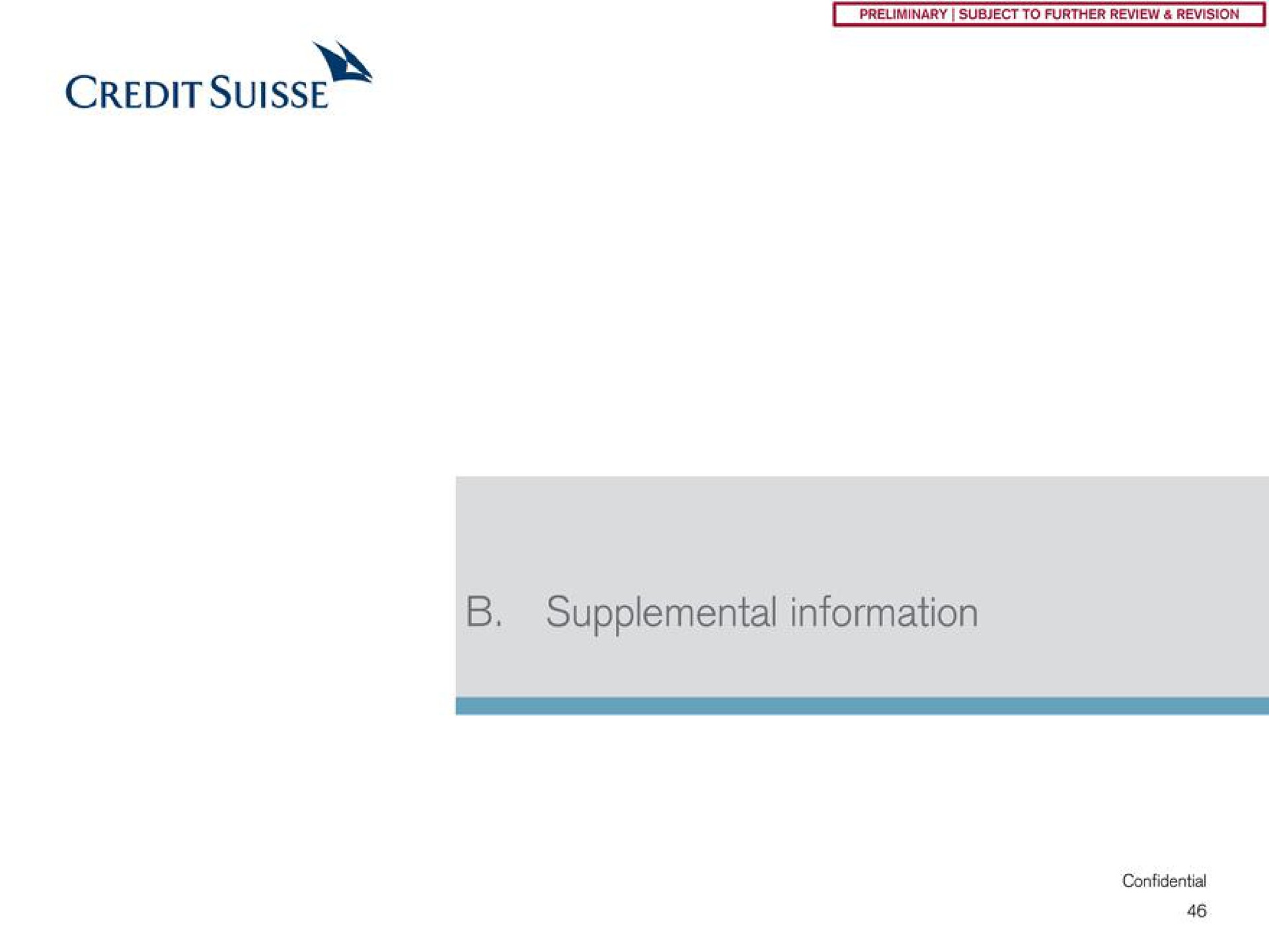 credit supplemental information | Credit Suisse