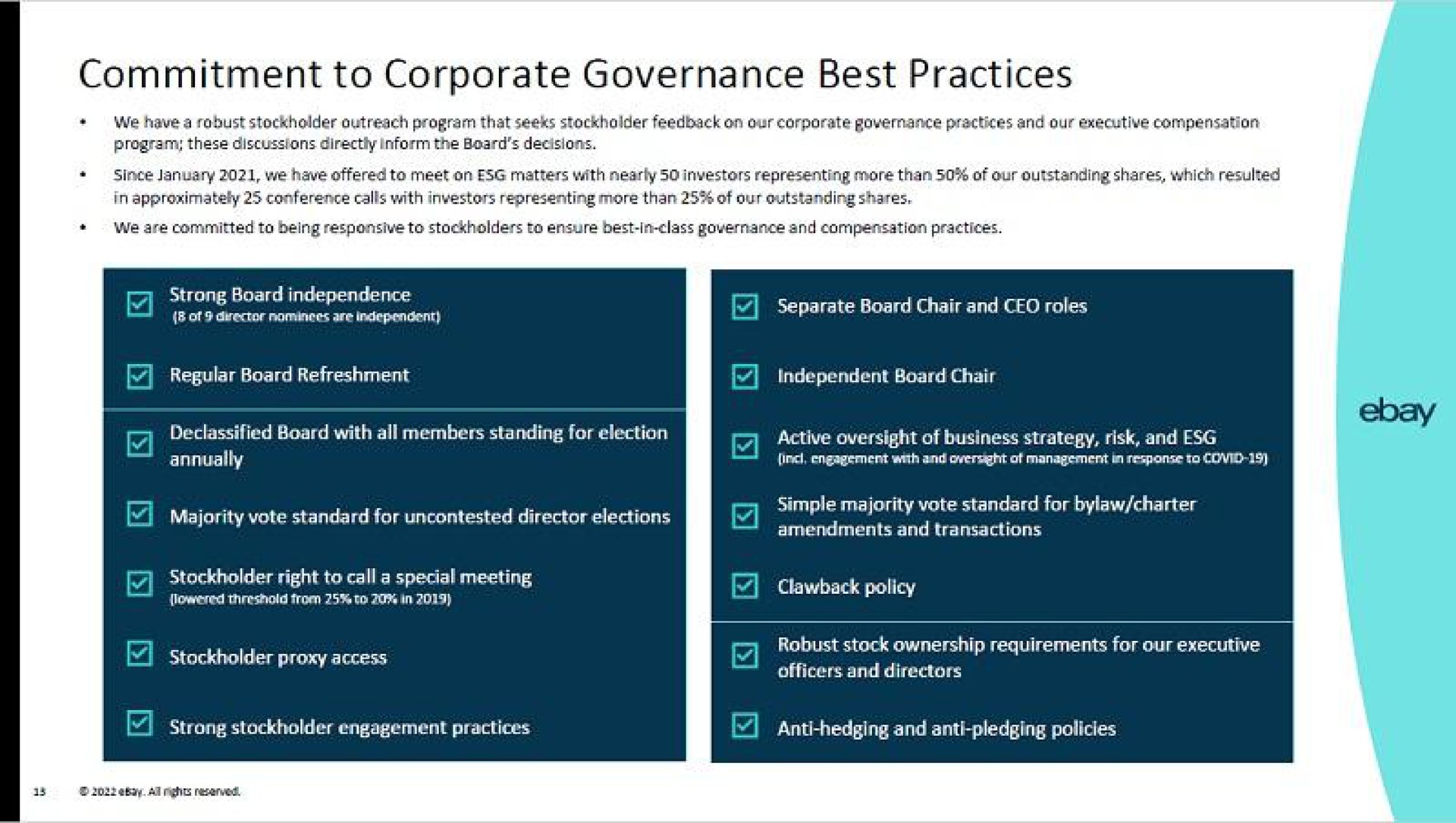 commitment to corporate governance best practices | eBay