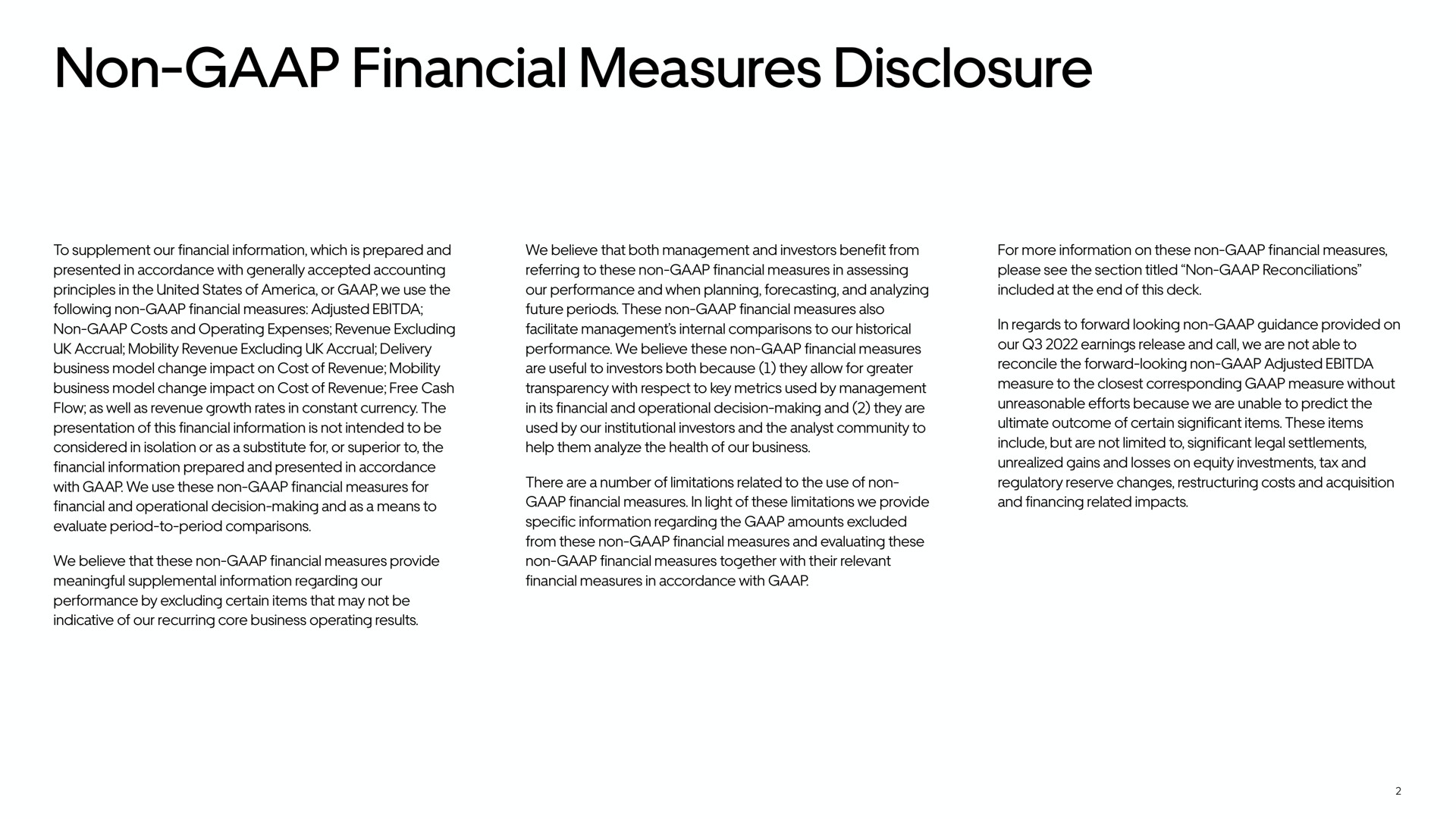 non financial measures disclosure | Uber