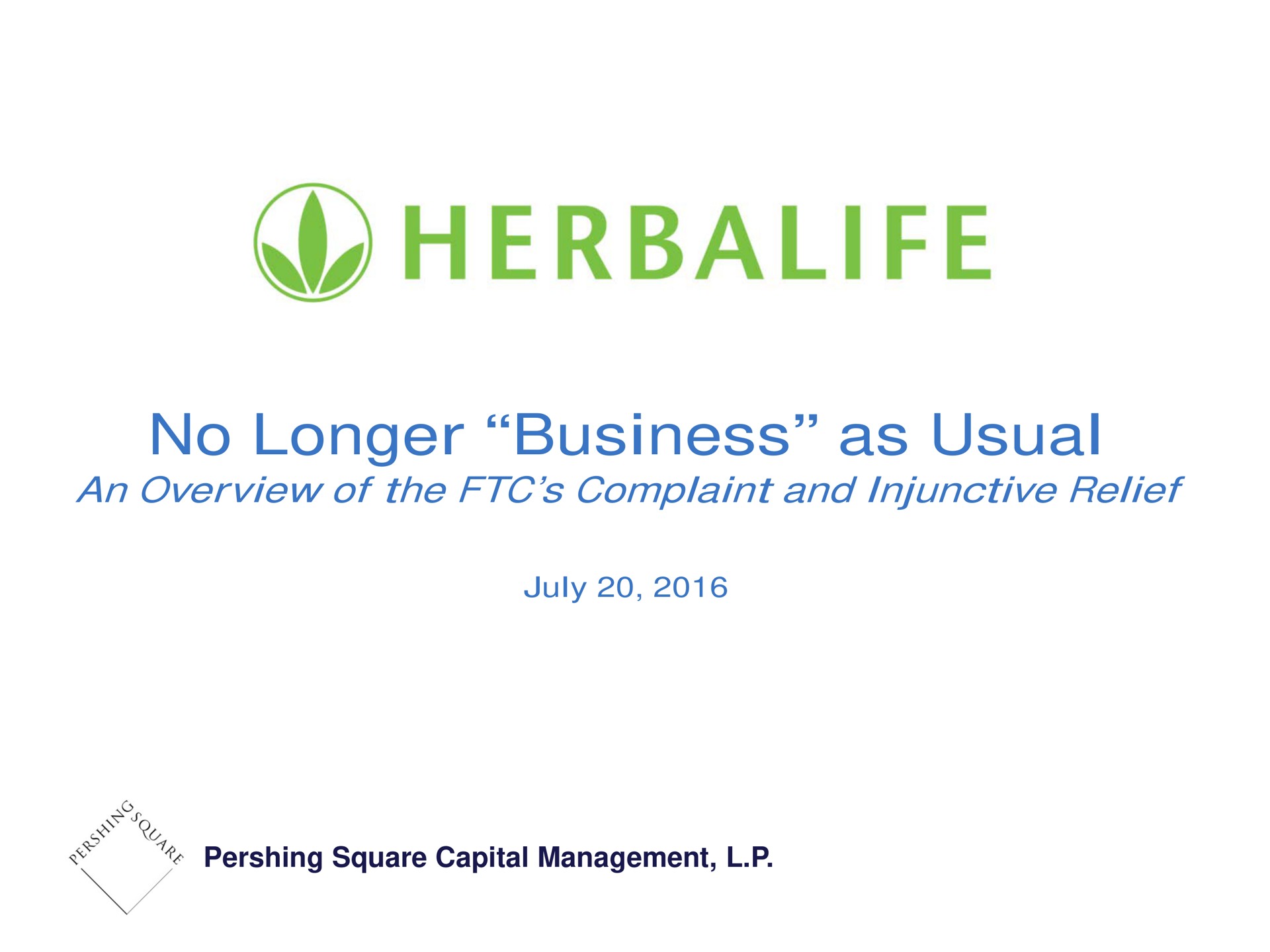 no longer business as usual an overview of the complaint and injunctive relief square capital management | Pershing Square