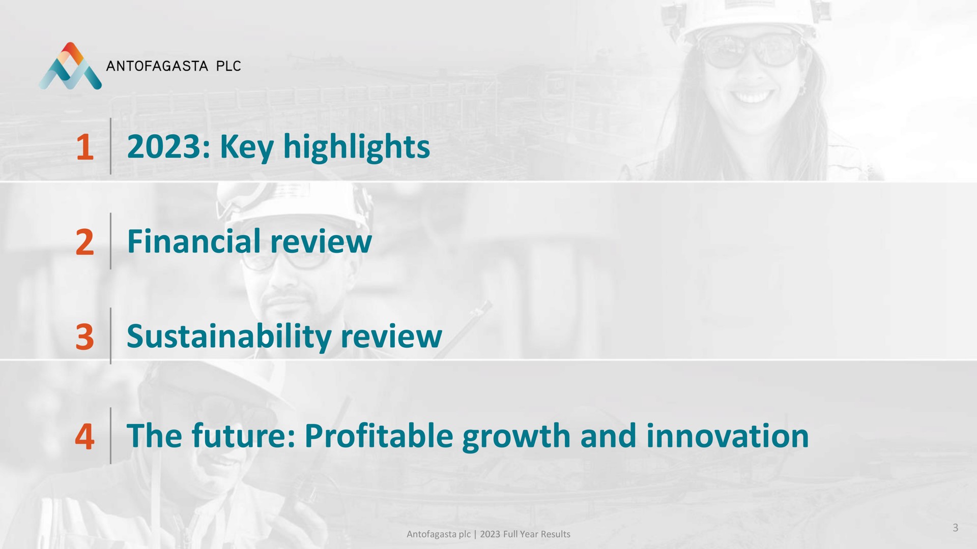 key highlights financial review review the future profitable growth and innovation | Antofagasta