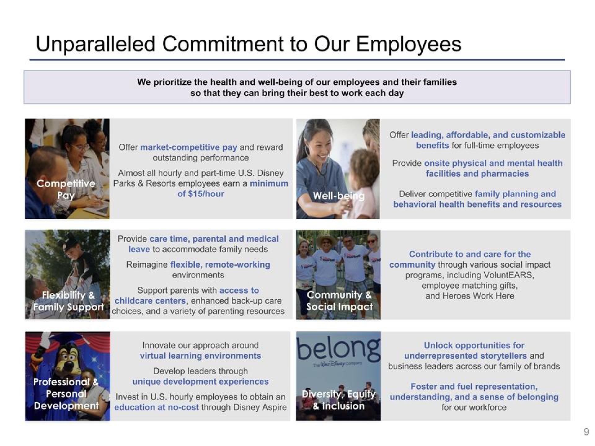 unparalleled commitment to our employees family support community | Disney