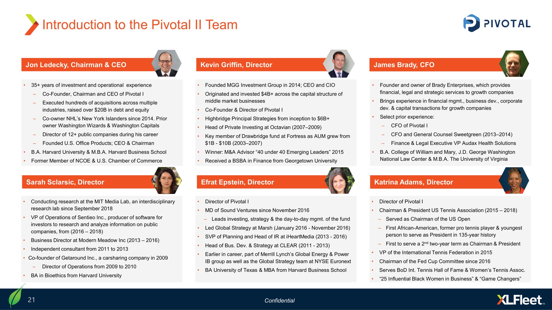 introduction to the pivotal team | XL Fleet
