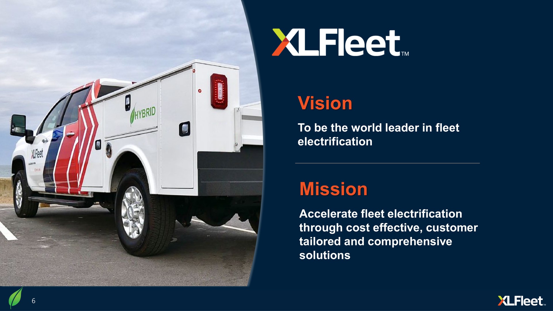 vision to be the world leader in fleet electrification mission accelerate fleet electrification through cost effective customer tailored and comprehensive solutions | XL Fleet