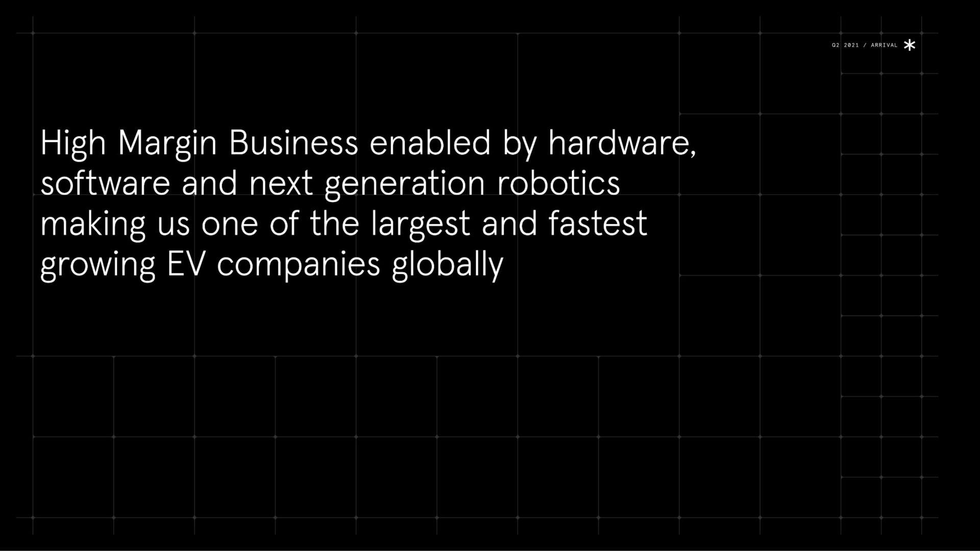high margin business enabled by hardware and next generation making us one of the and growing companies globally | Arrival
