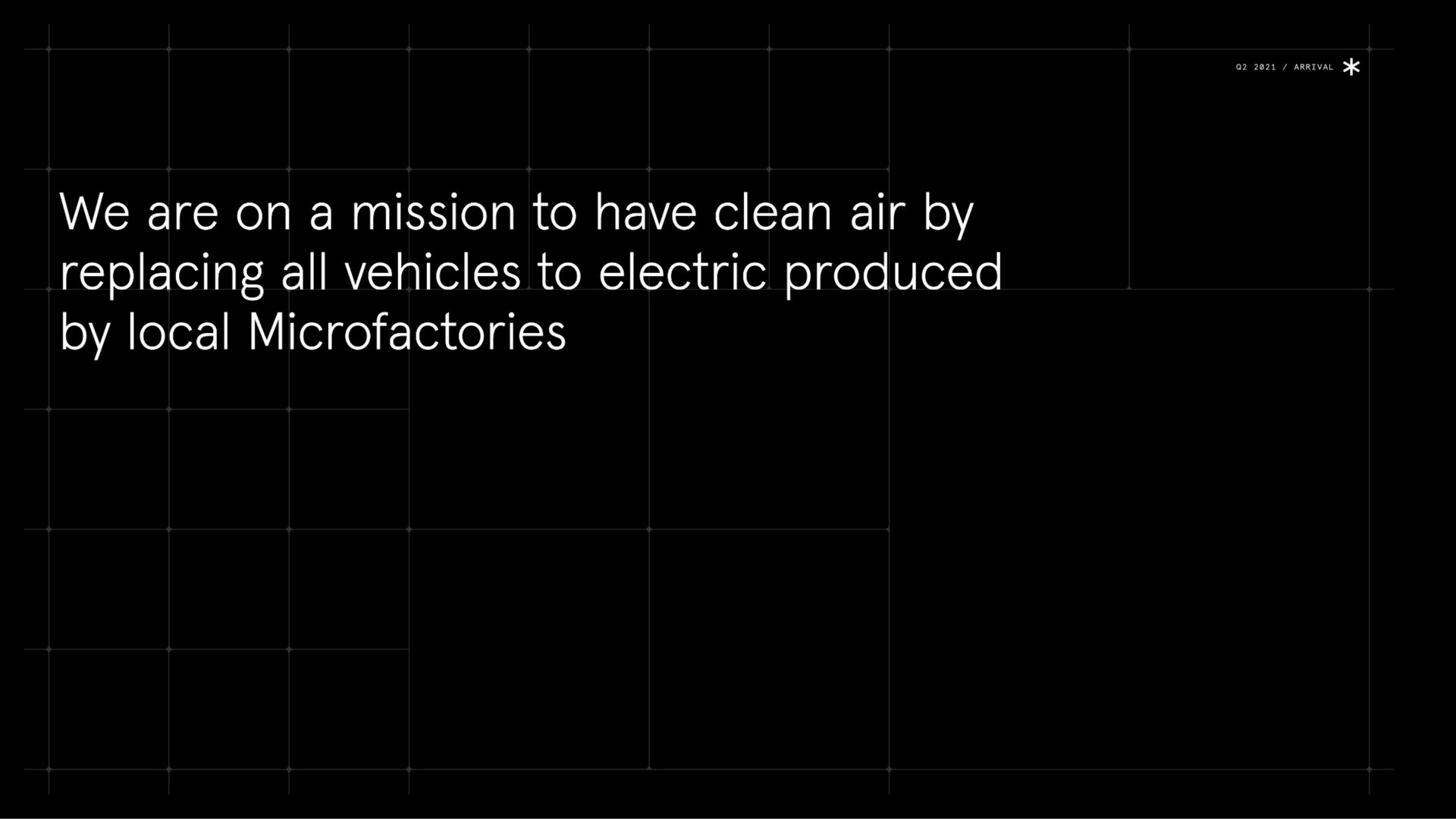 we are on a mission to have clean air by replacing all vehicles to electric produced by local | Arrival