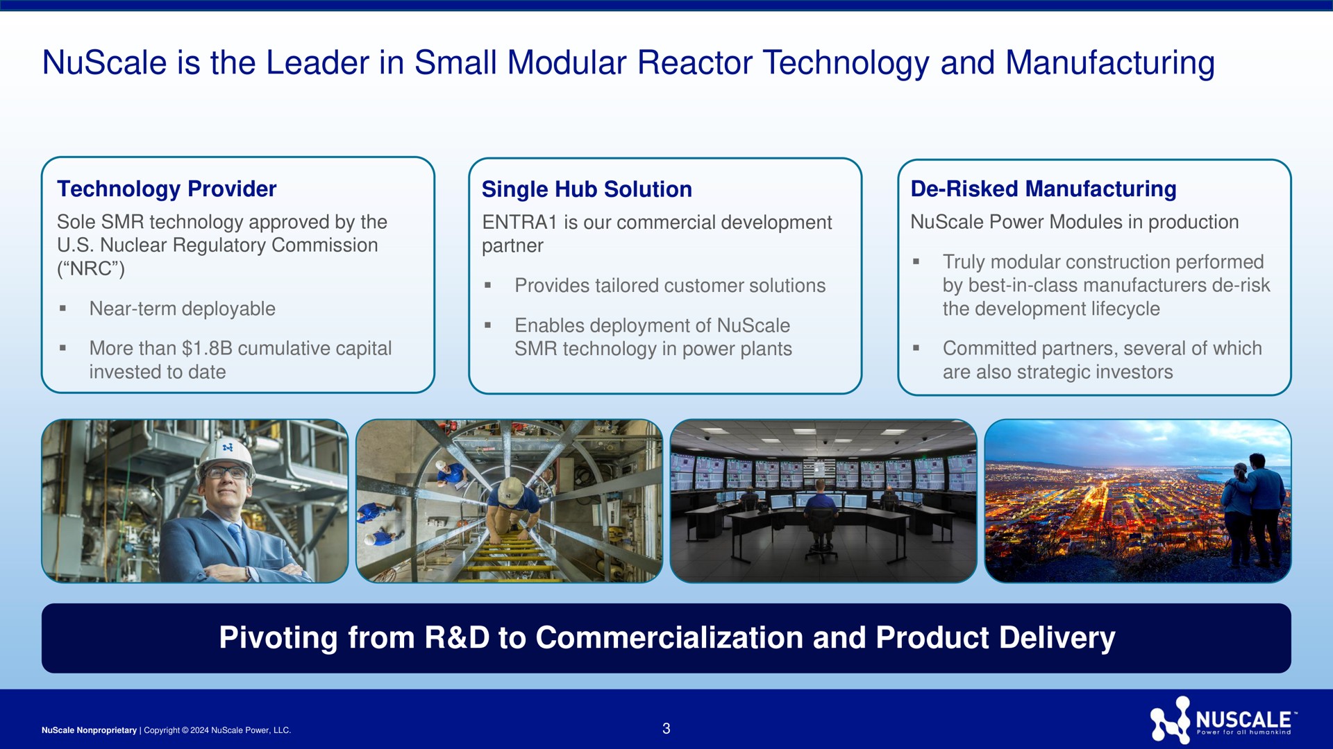 is the leader in small modular reactor technology and manufacturing pivoting from to commercialization and product delivery | Nuscale