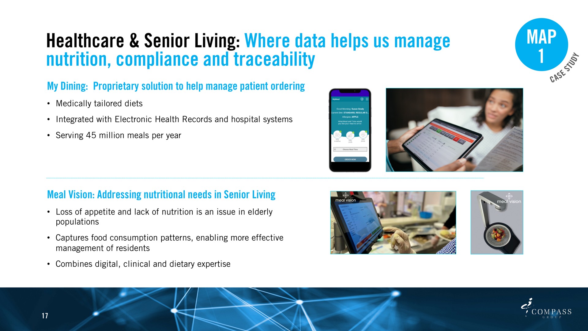 senior living where data helps us manage nutrition compliance and traceability map | Compass Group