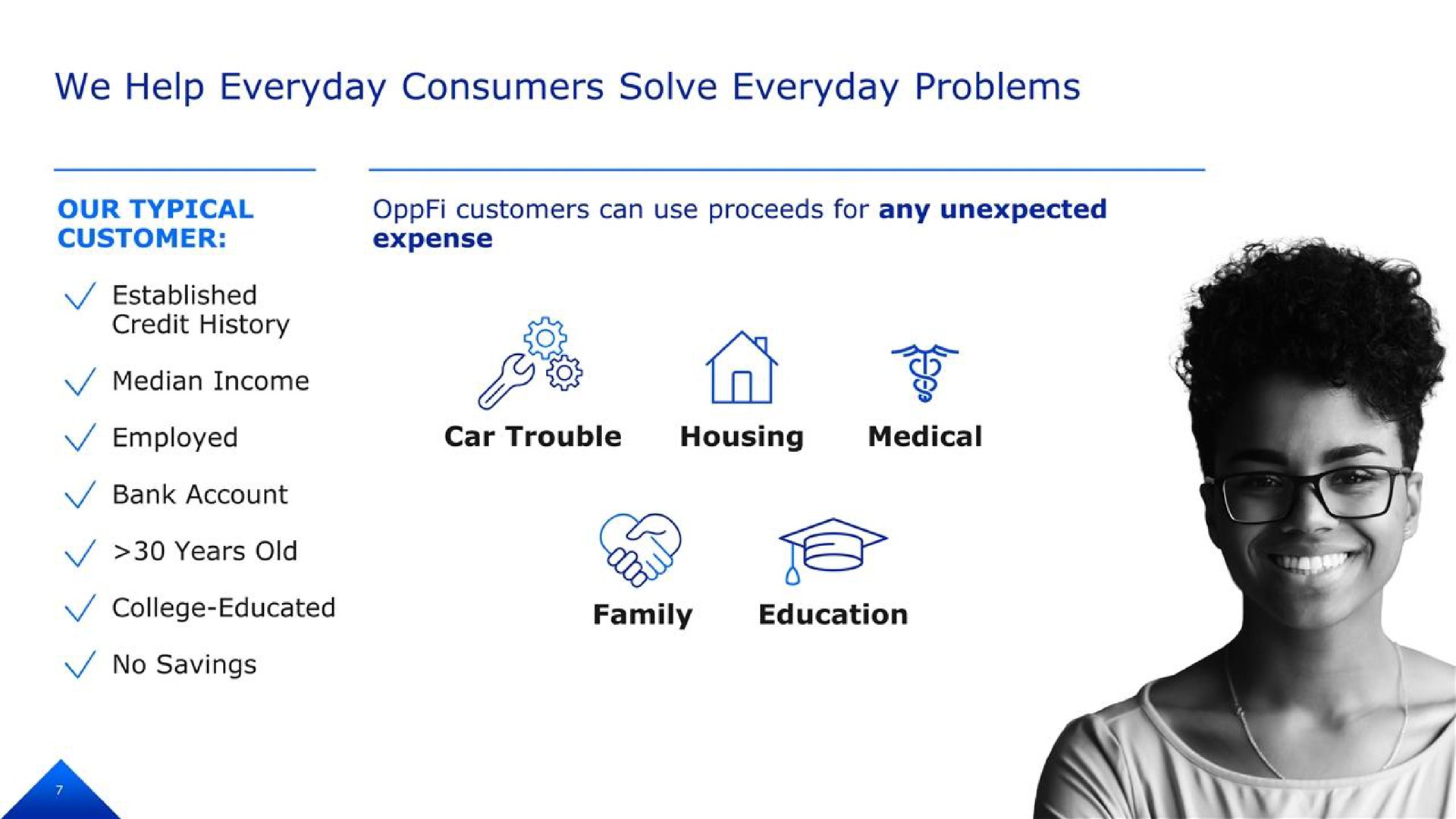 we help everyday consumers solve everyday problems college educated education family | OppFi