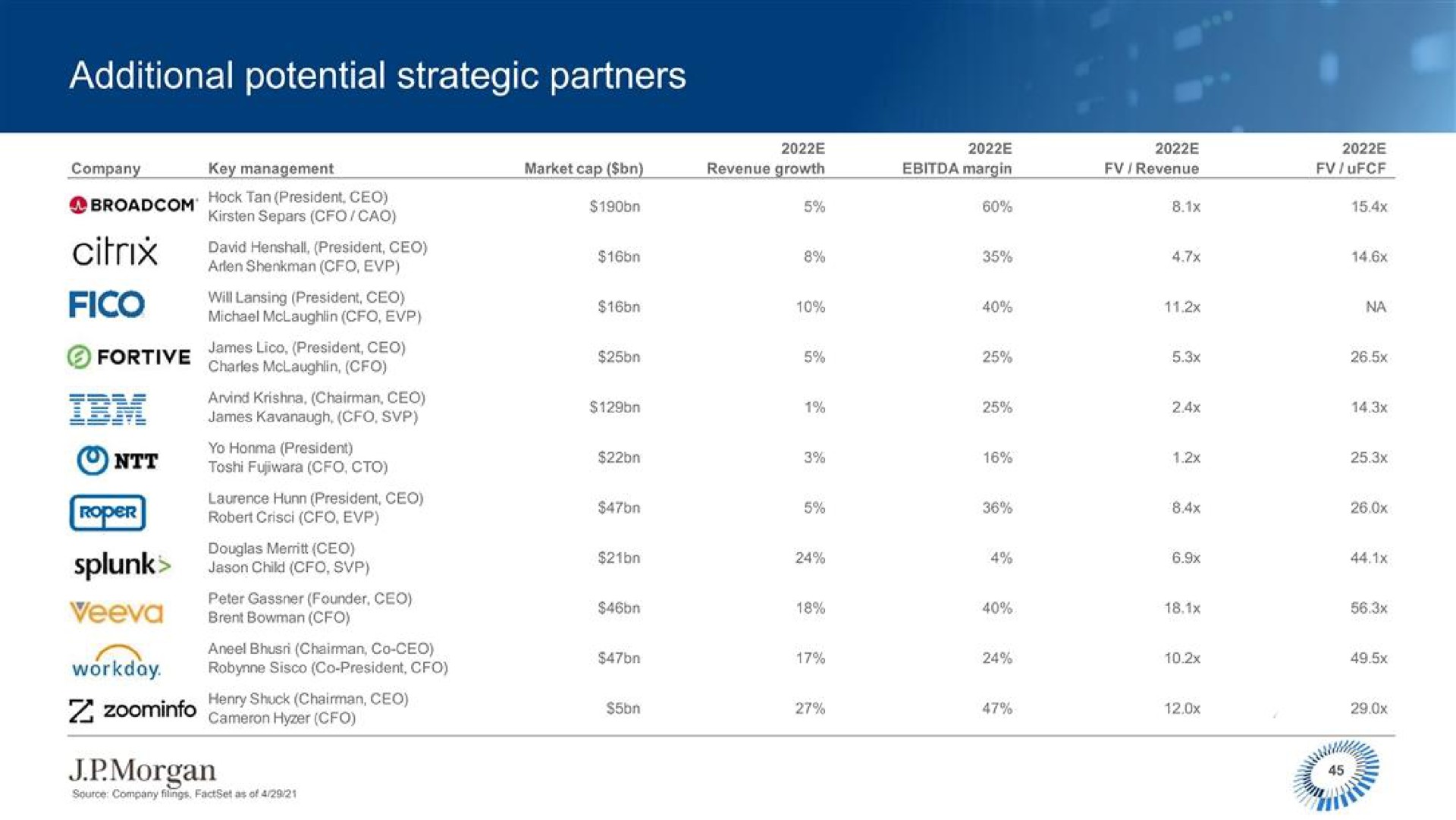 additional potential strategic partners | J.P.Morgan