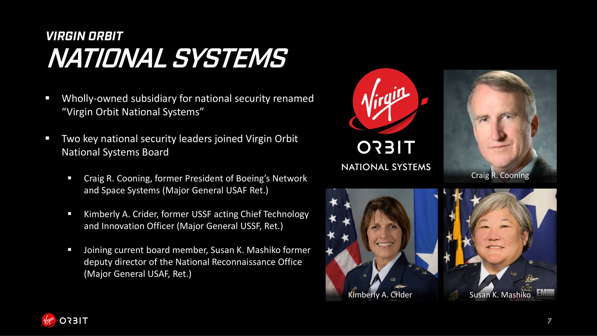 national systems it | Virgin Orbit