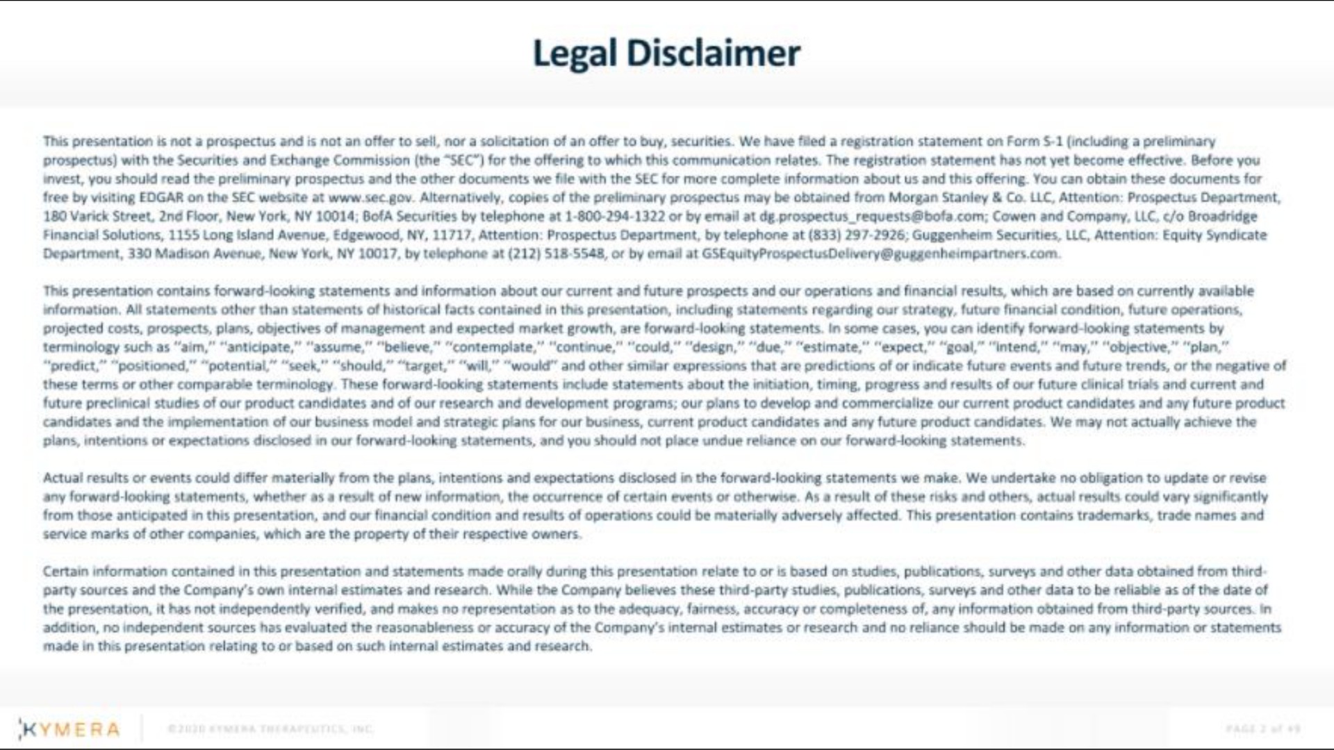 legal disclaimer | Kymera