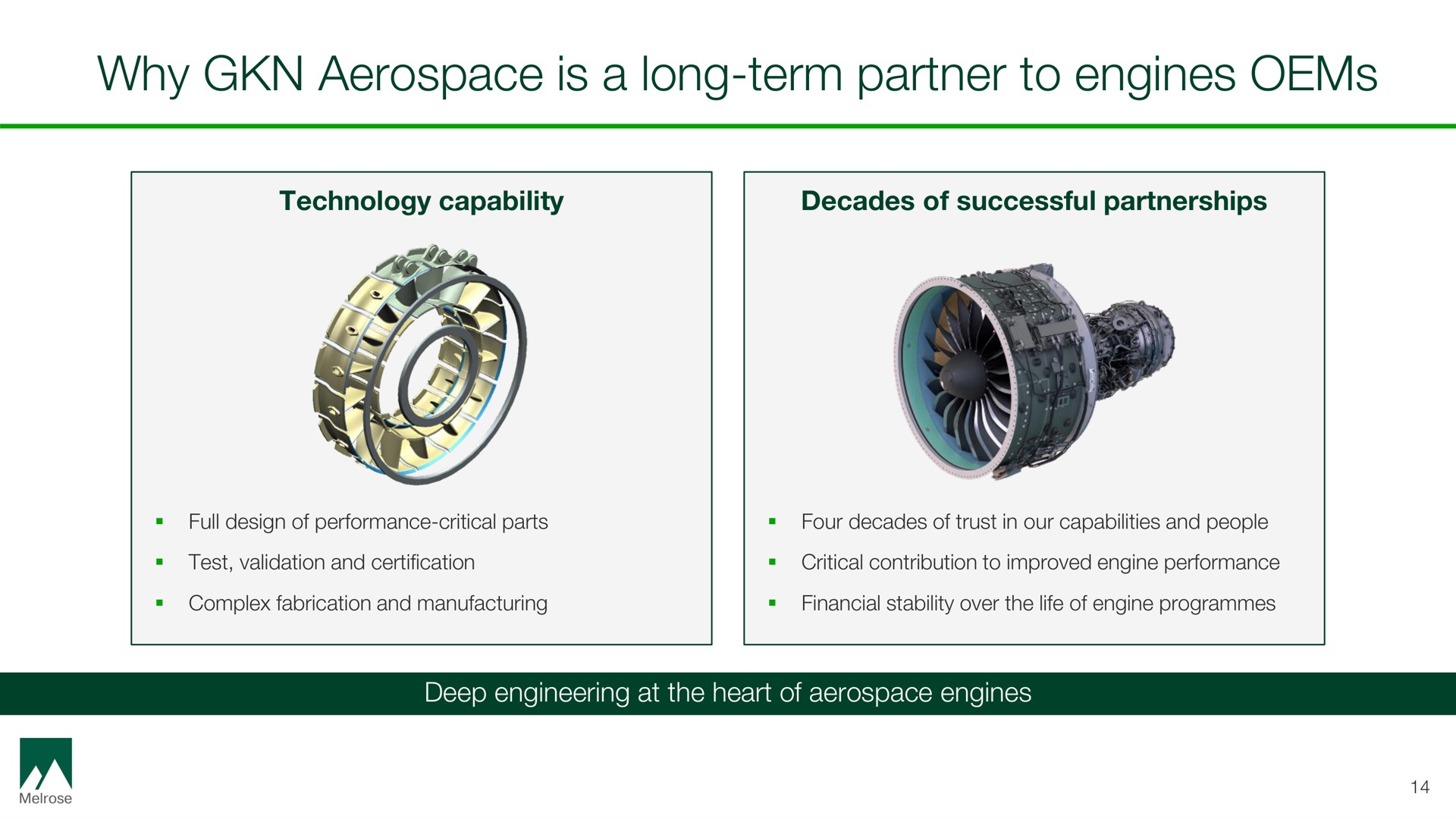 why is a long term partner to engines | Melrose