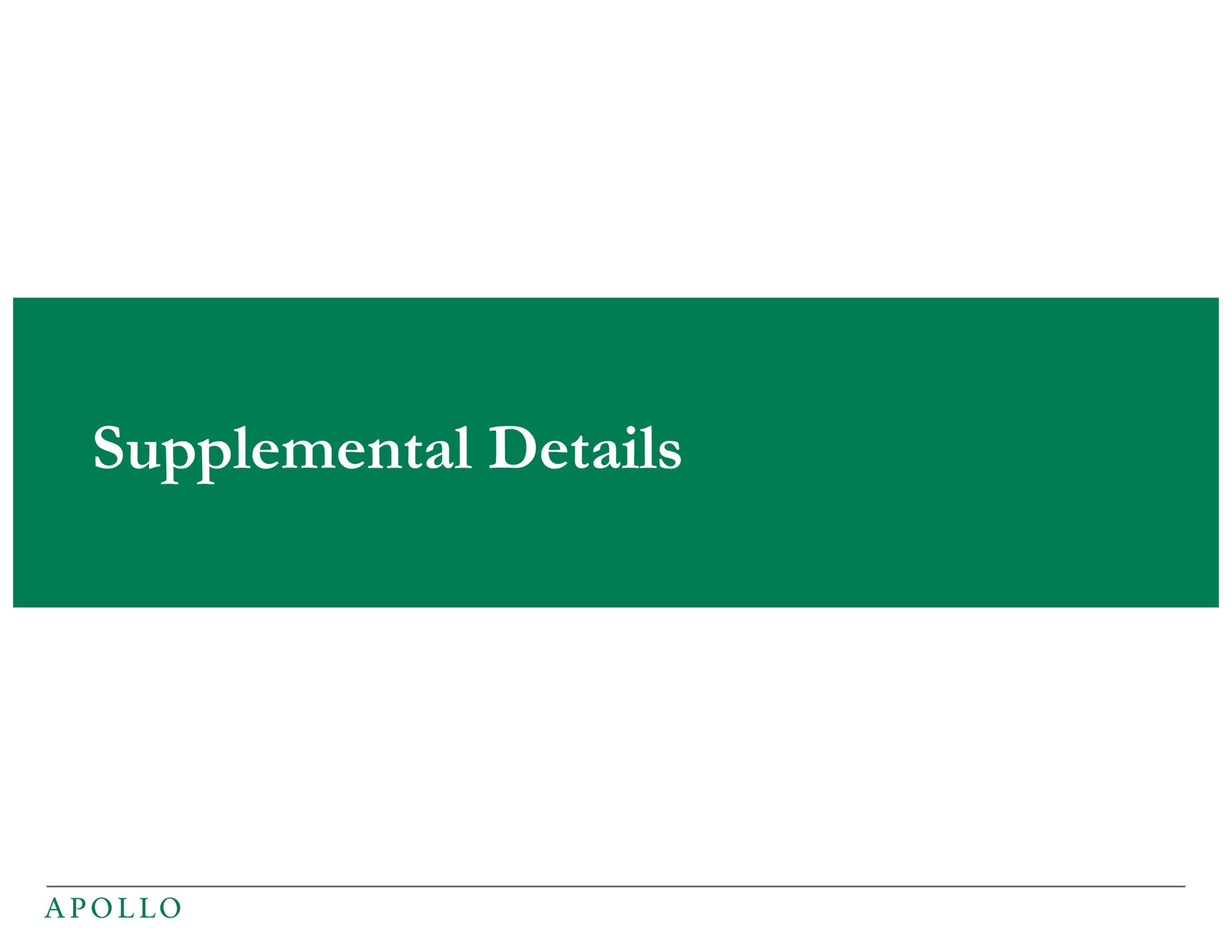 supplemental details | Apollo Global Management