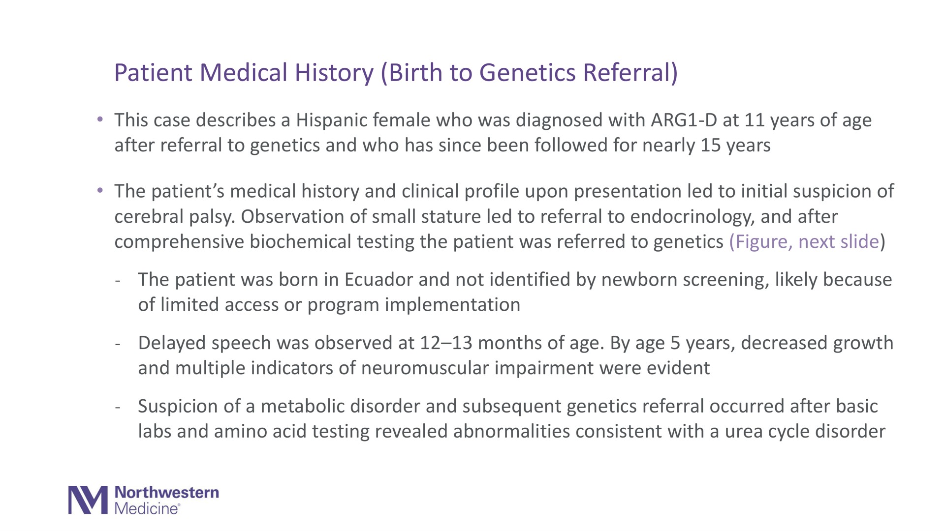 patient medical history birth to genetics referral | Aeglea BioTherapeutics