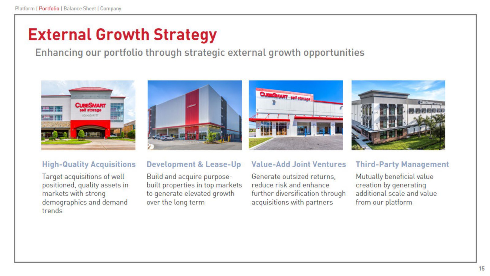 external growth strategy | CubeSmart
