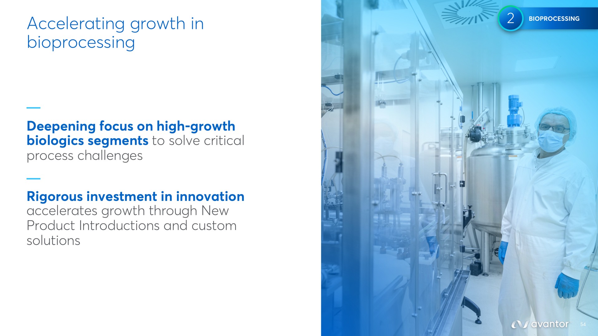 accelerating growth in deepening focus on high growth segments to solve critical process challenges rigorous investment in innovation accelerates growth through new product introductions and custom solutions | Avantor