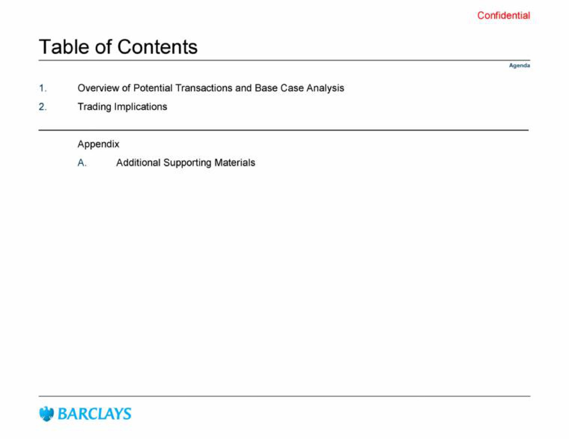 table of contents | Barclays