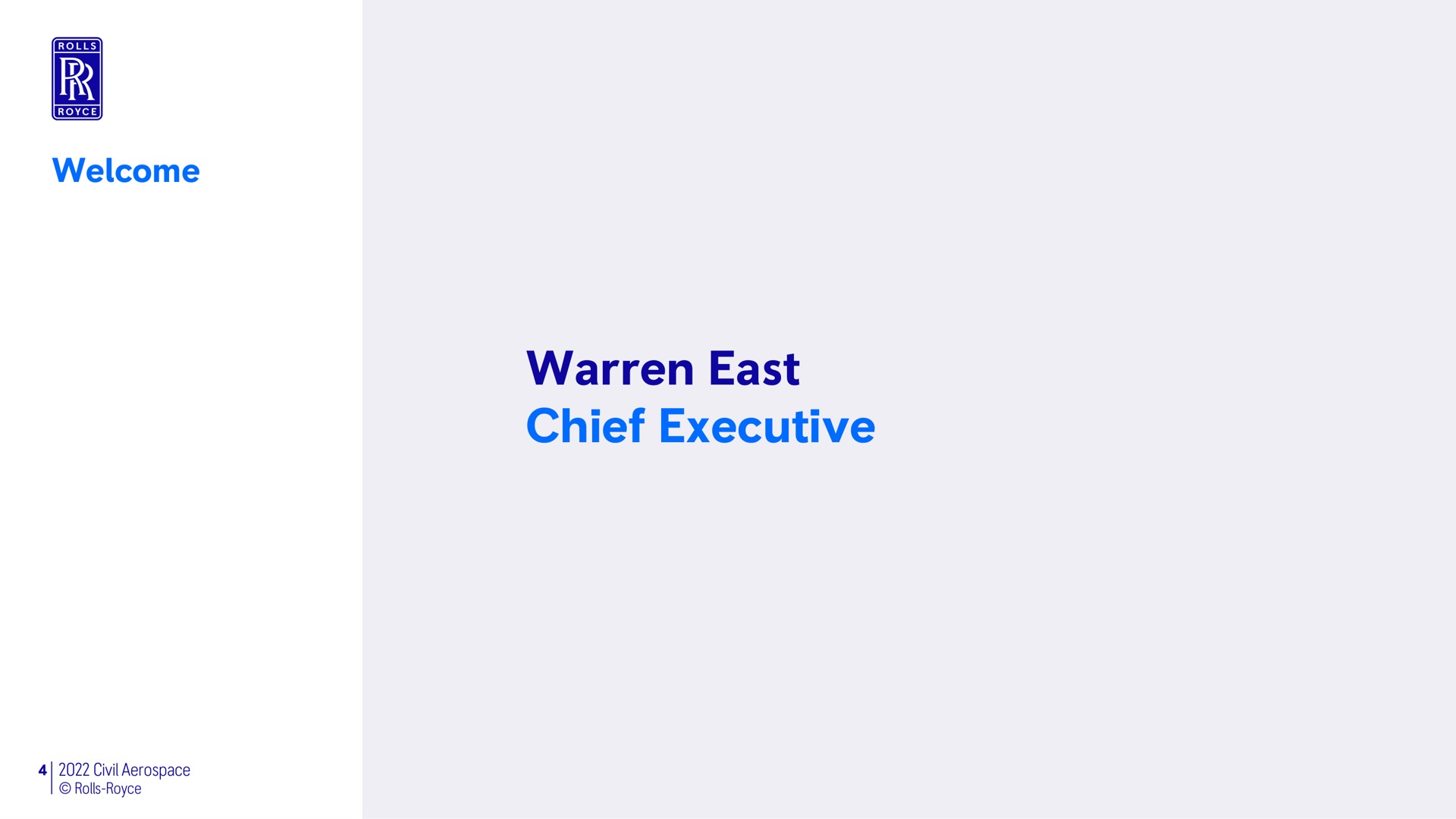 welcome warren east chief executive | Rolls-Royce Holdings