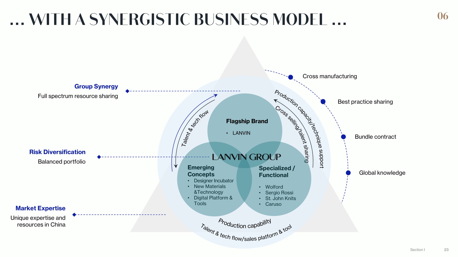 group synergy full spectrum resource sharing risk diversification balanced portfolio market unique and resources in china cross manufacturing best practice sharing bundle contract global knowledge flagship brand emerging concepts specialized functional synergistic business model a | Lanvin