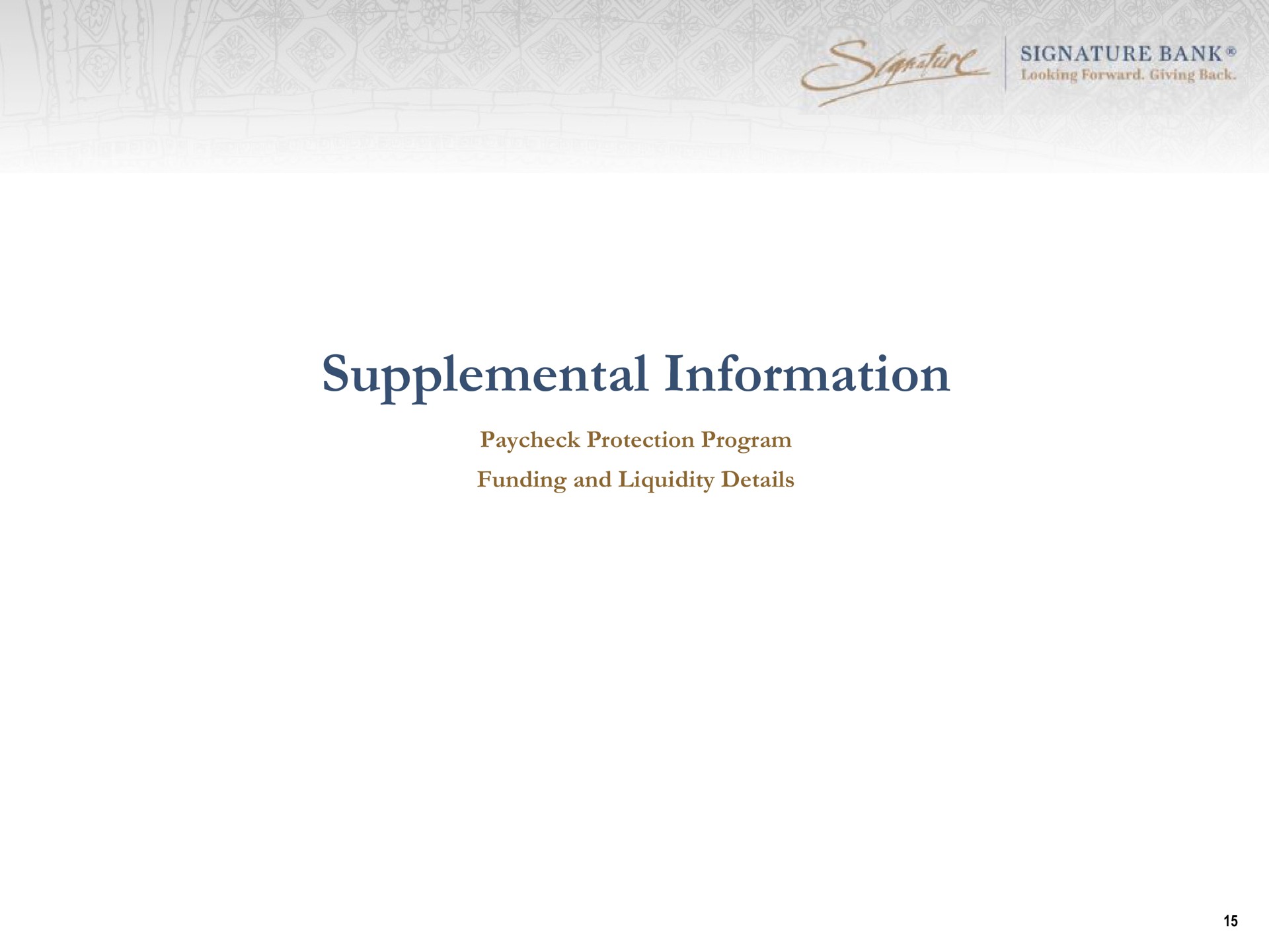 supplemental information protection program | Signature Bank