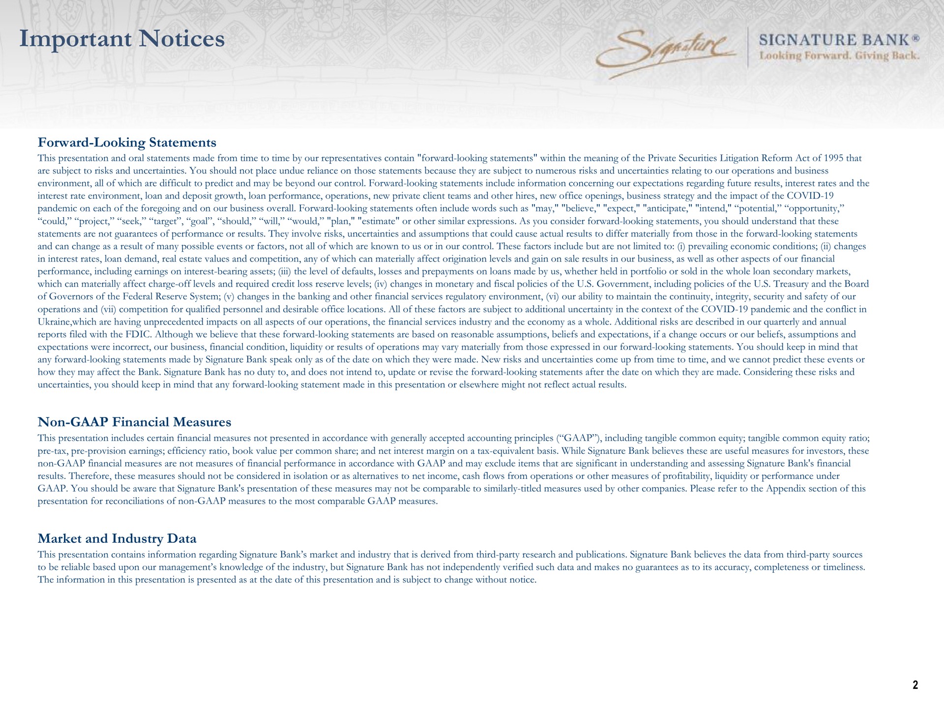 important notices so signature bank | Signature Bank