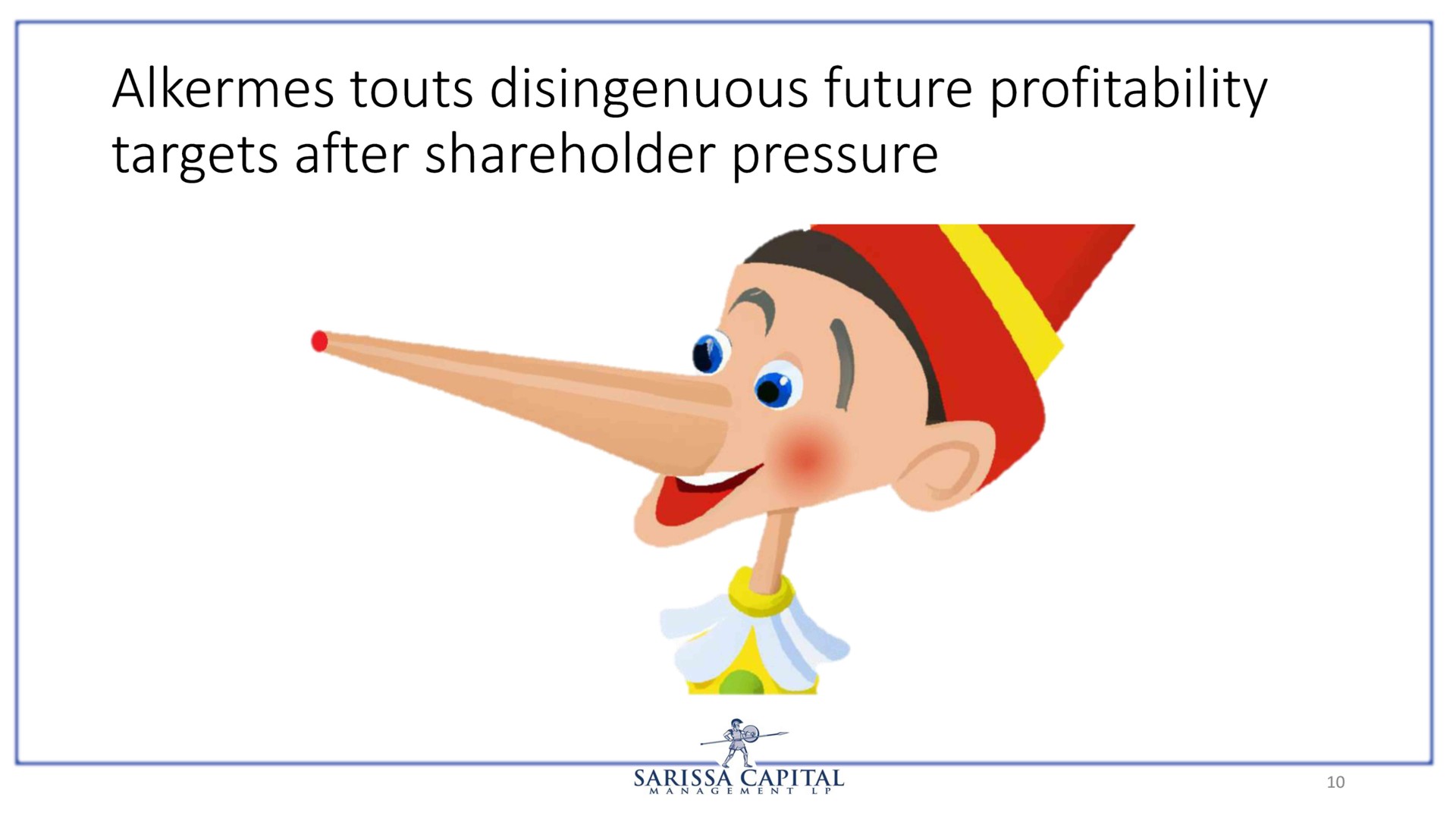 alkermes touts disingenuous future profitability targets after shareholder pressure | Sarissa Capital