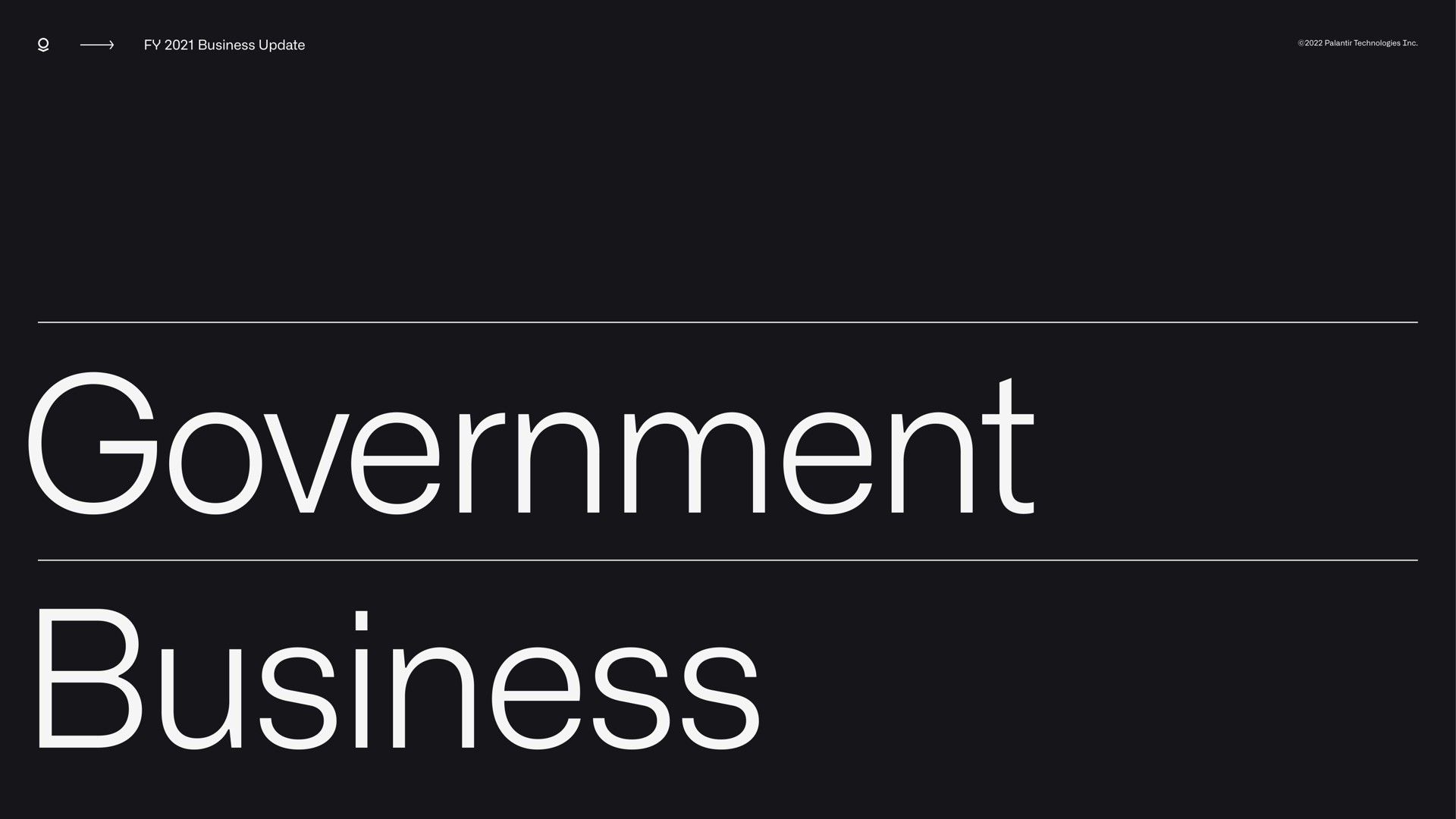 business update government business | Palantir