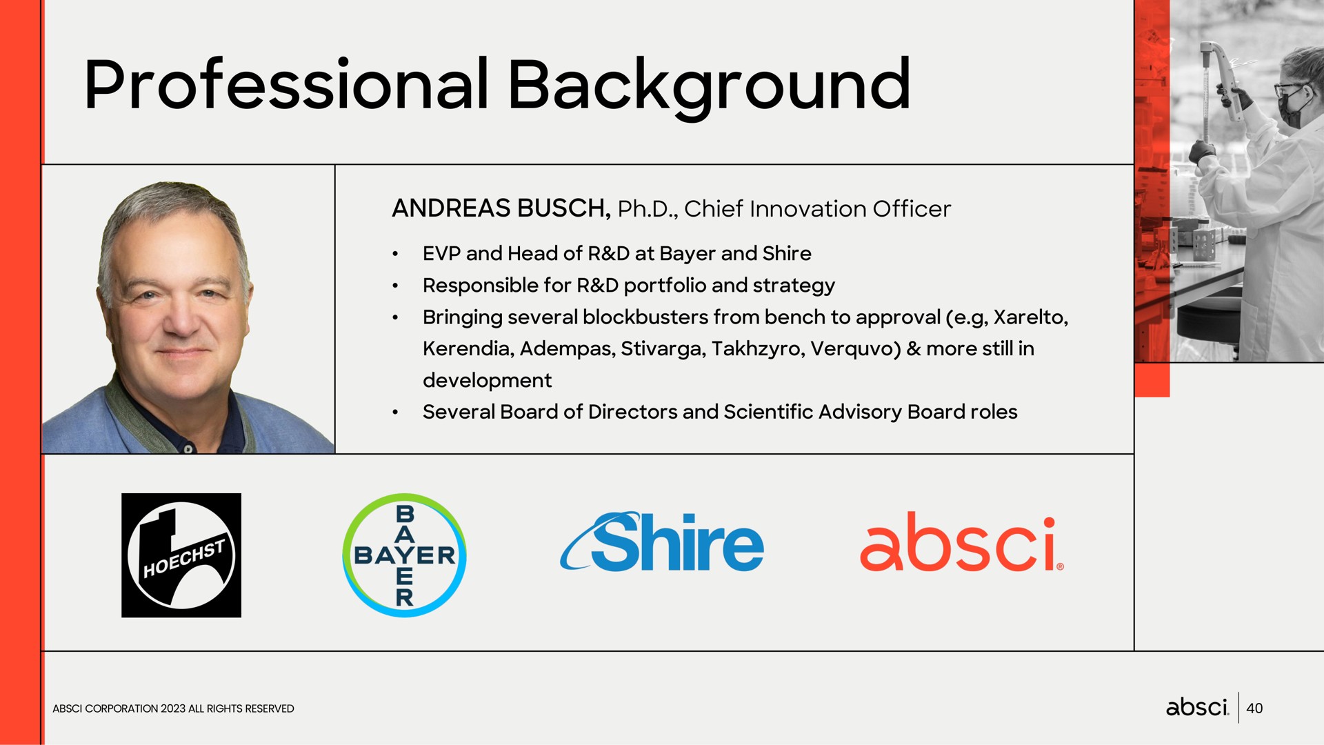 professional background shire | Absci